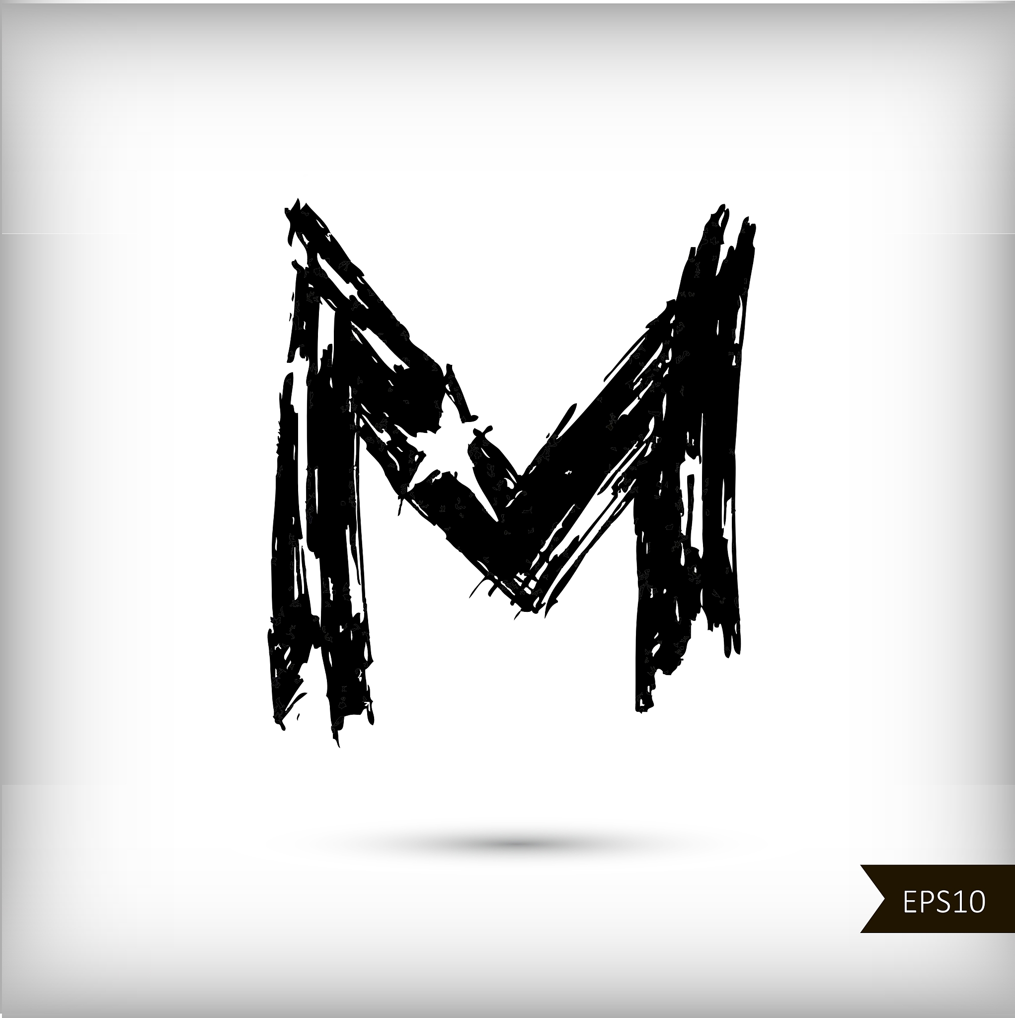 calligraphic watercolor letter m