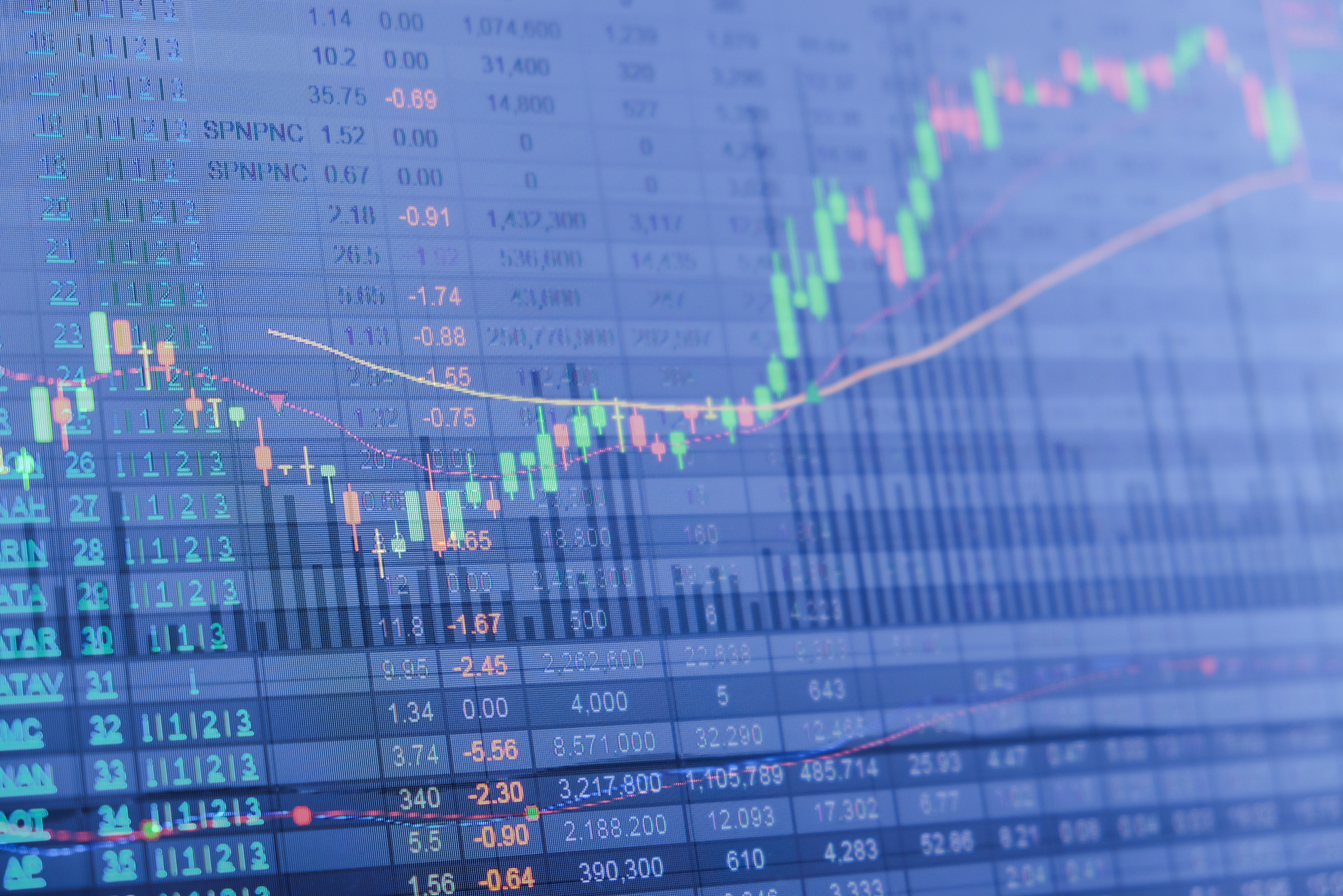 stock market chart, stock market data on led display concept