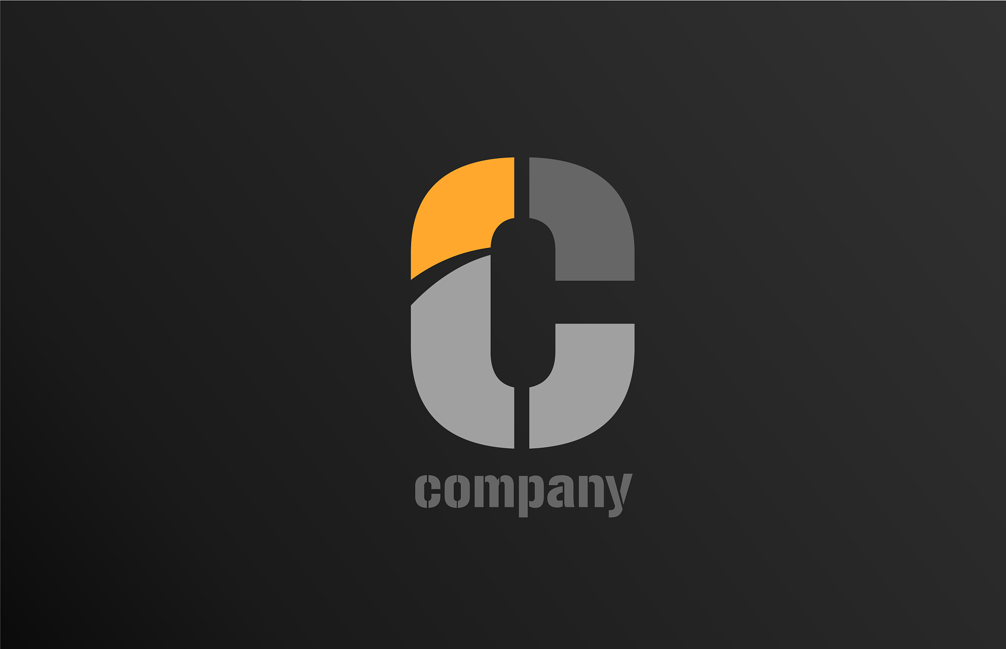 yellow grey letter c alphabet logo design icon