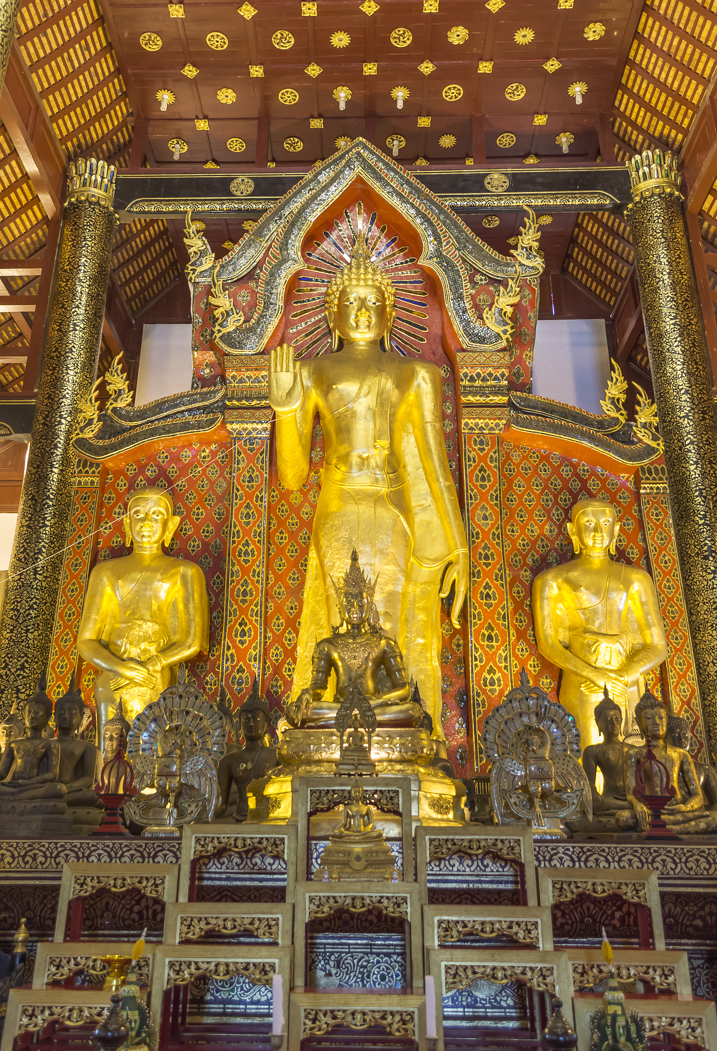 gold buddha  statue in temple of thailand.