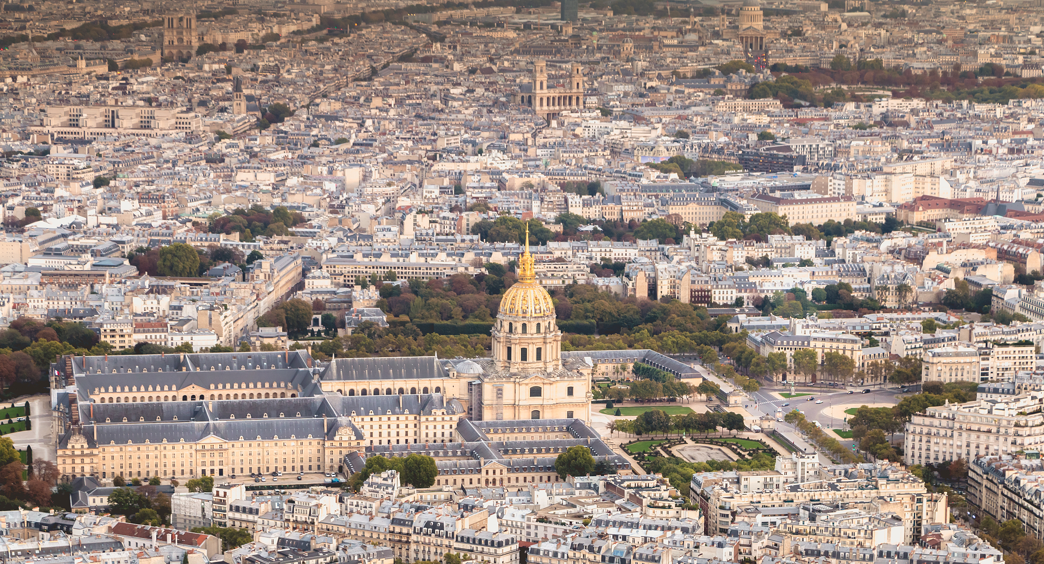 aerial view from the eiffel tower on the hotel des invalides