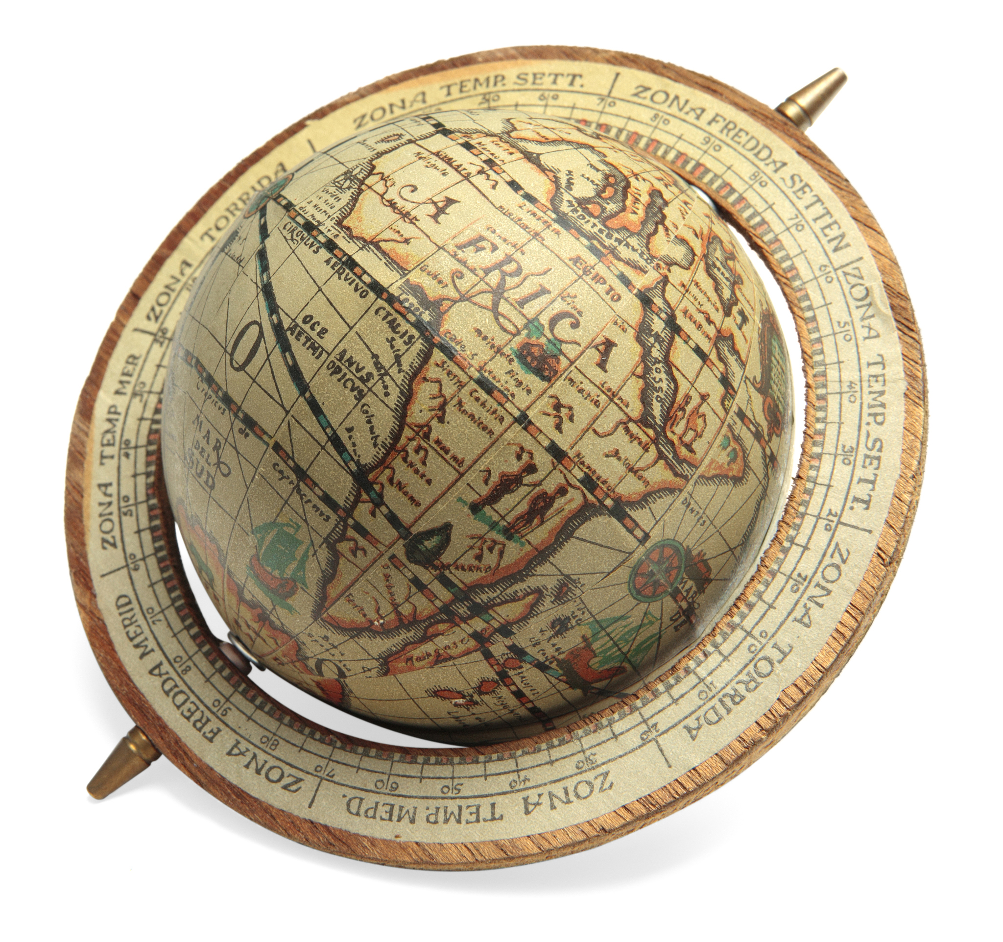 antique globe showing africa
