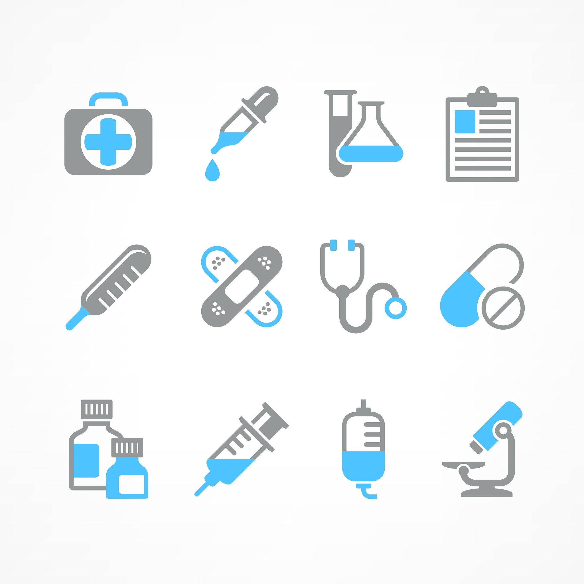 medical icons in blue