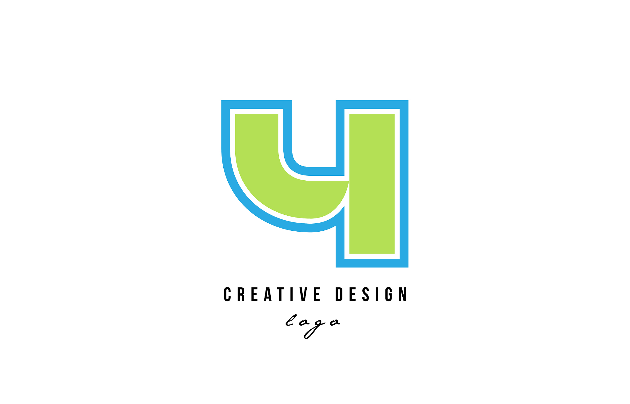 blue green number 4 logo icon design