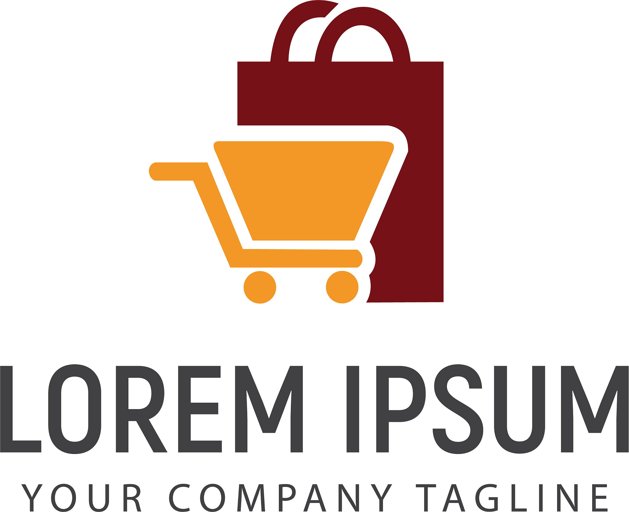 shopping bag and carriage logo design concept