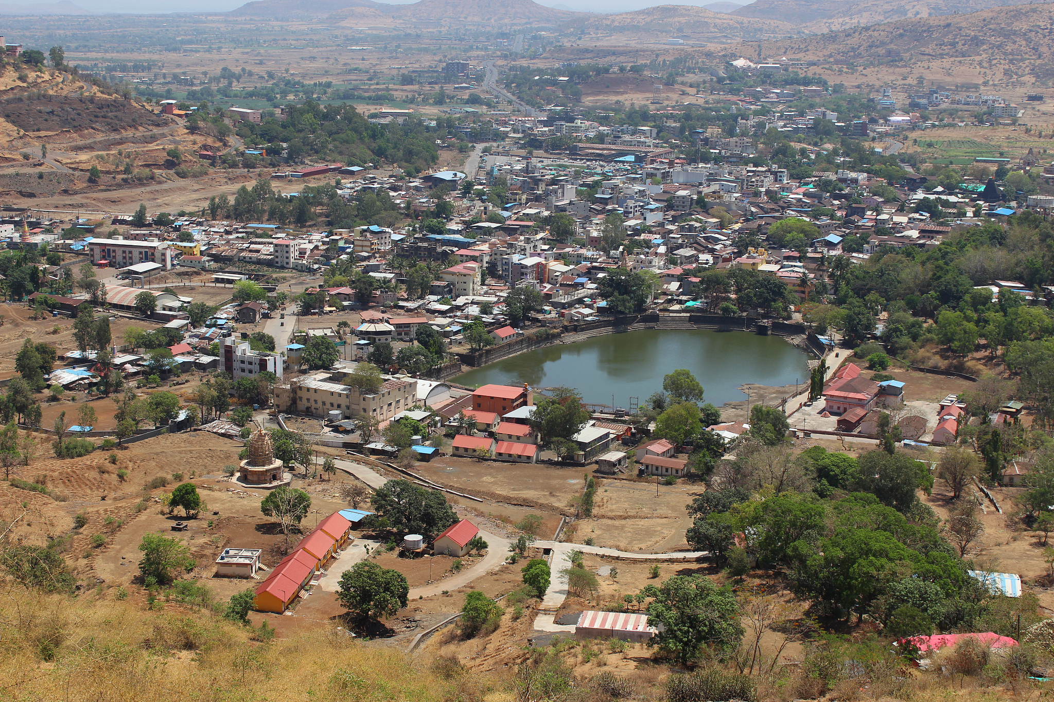 view of trimbakeshwar village from brahmagiri is a mountain rang