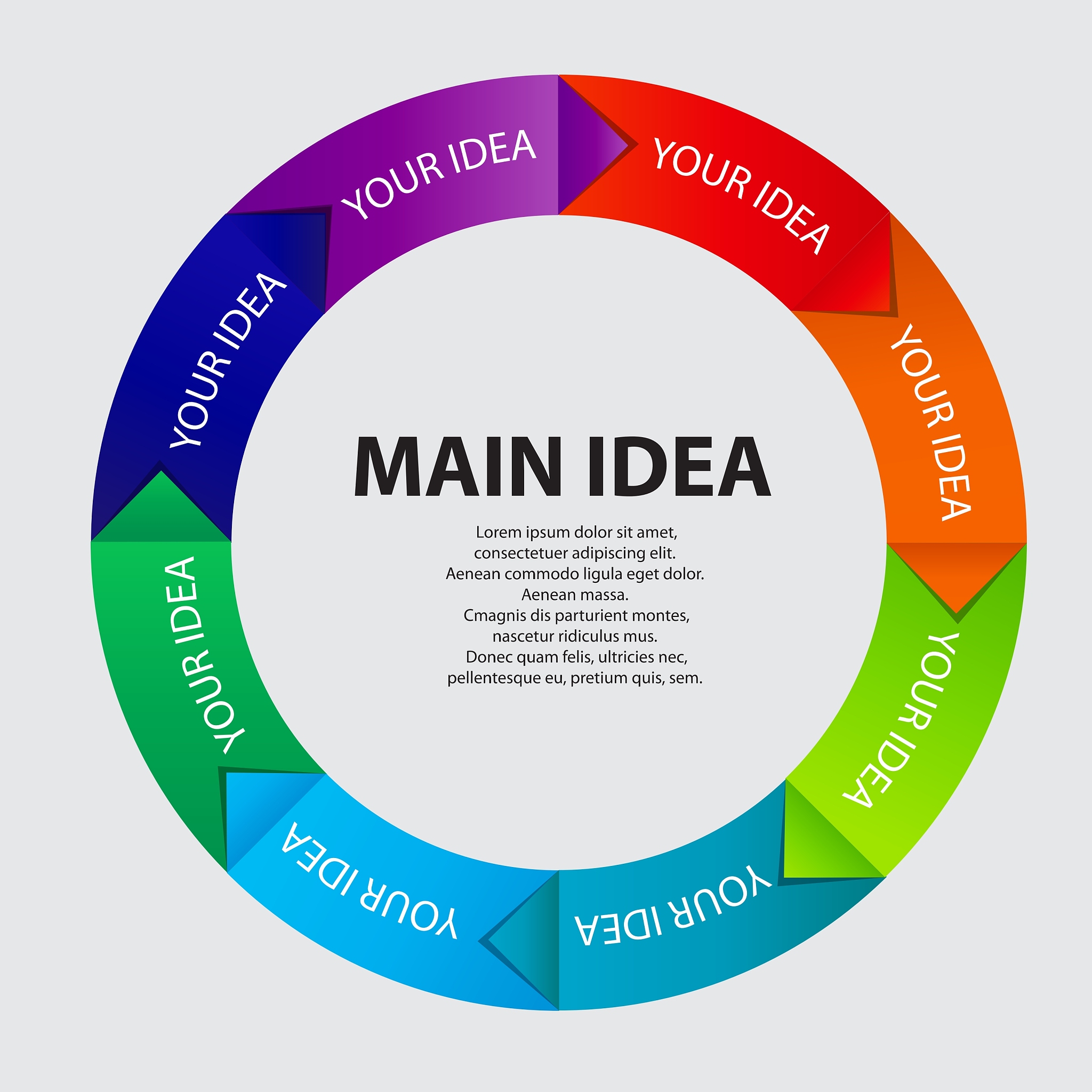 concept of colorful circular banners with arrows