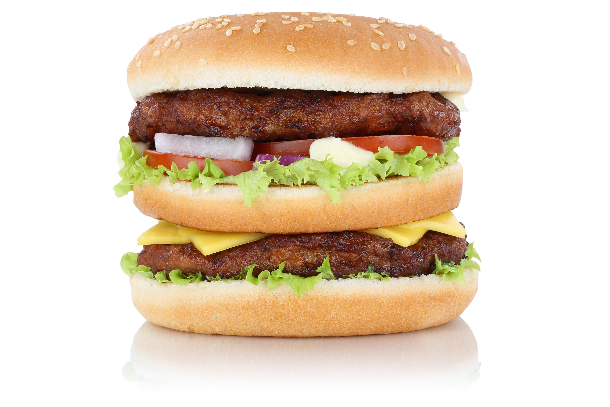 double burger hamburger cheese isolated