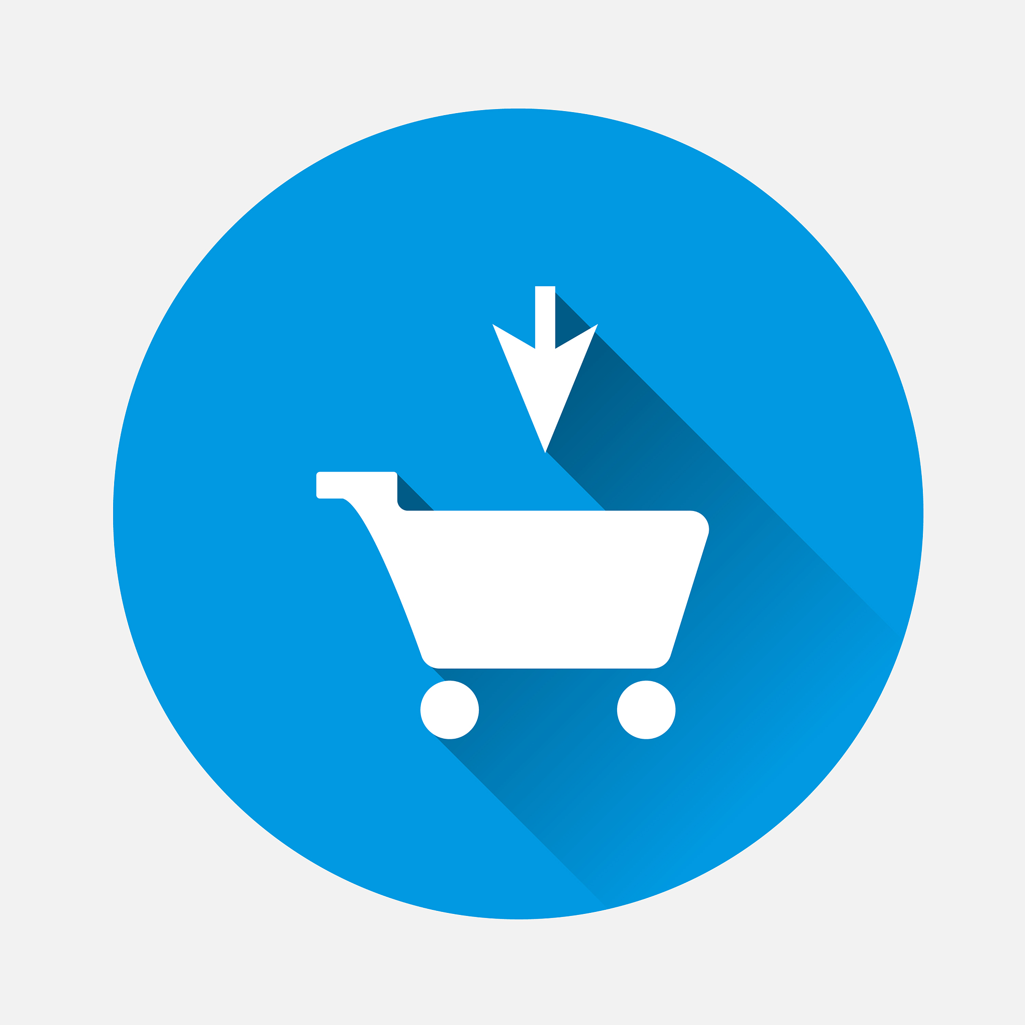icon shopping cart on blue backgroundflat image
