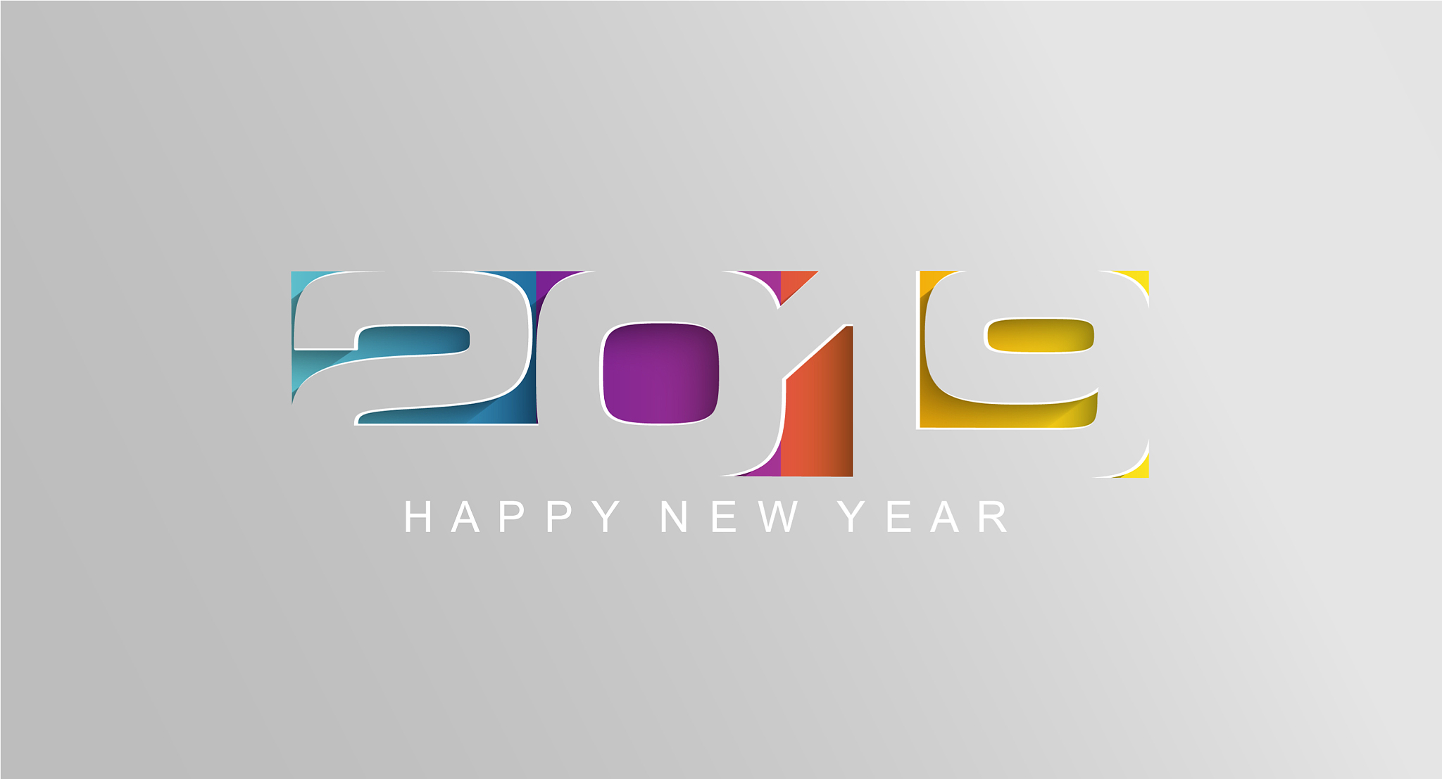 happy 2019 new year card in paper style