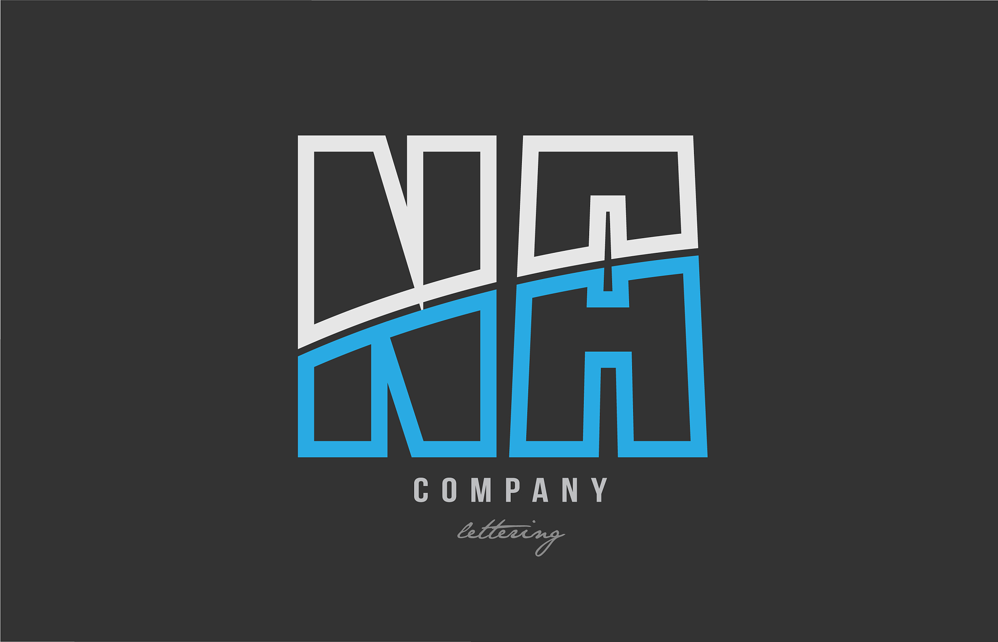 white blue alphabet letter na n a logo icon design