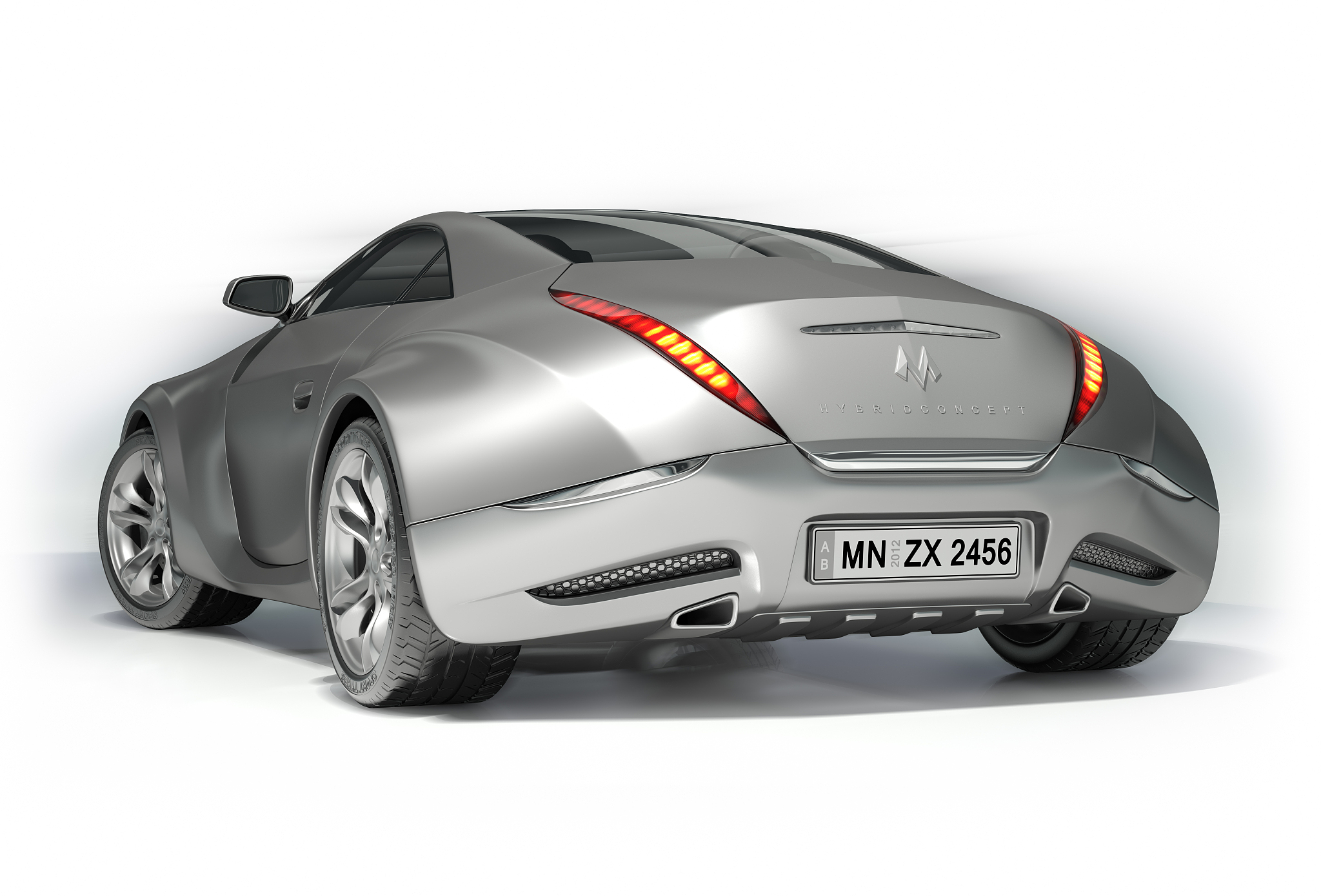 silver sports car on white