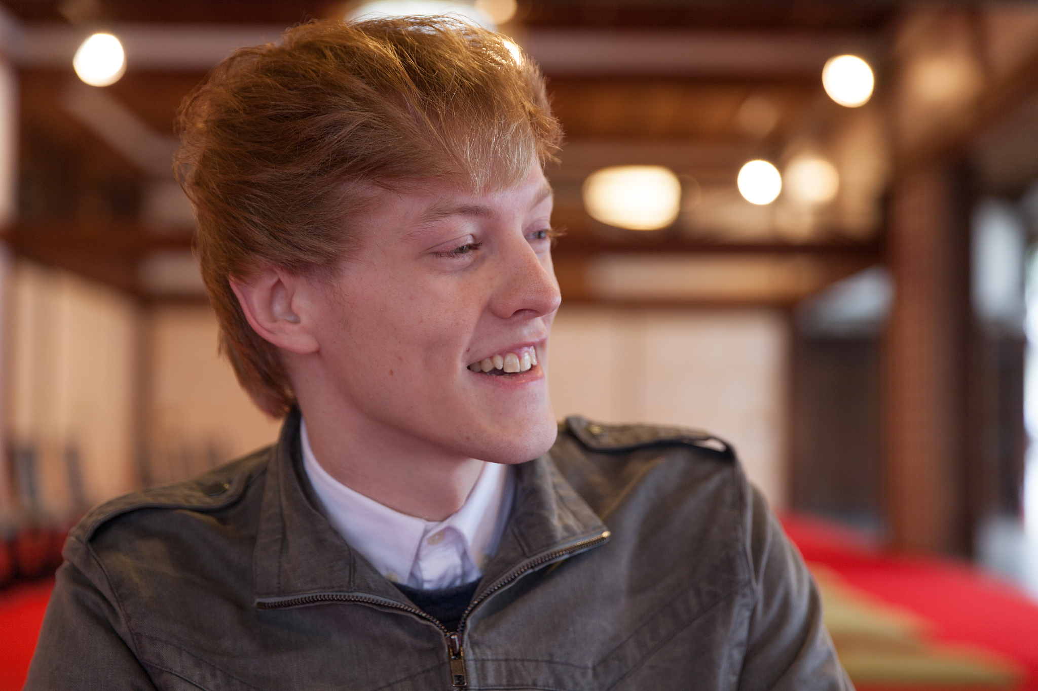 young caucasian man enjoying japanese culture