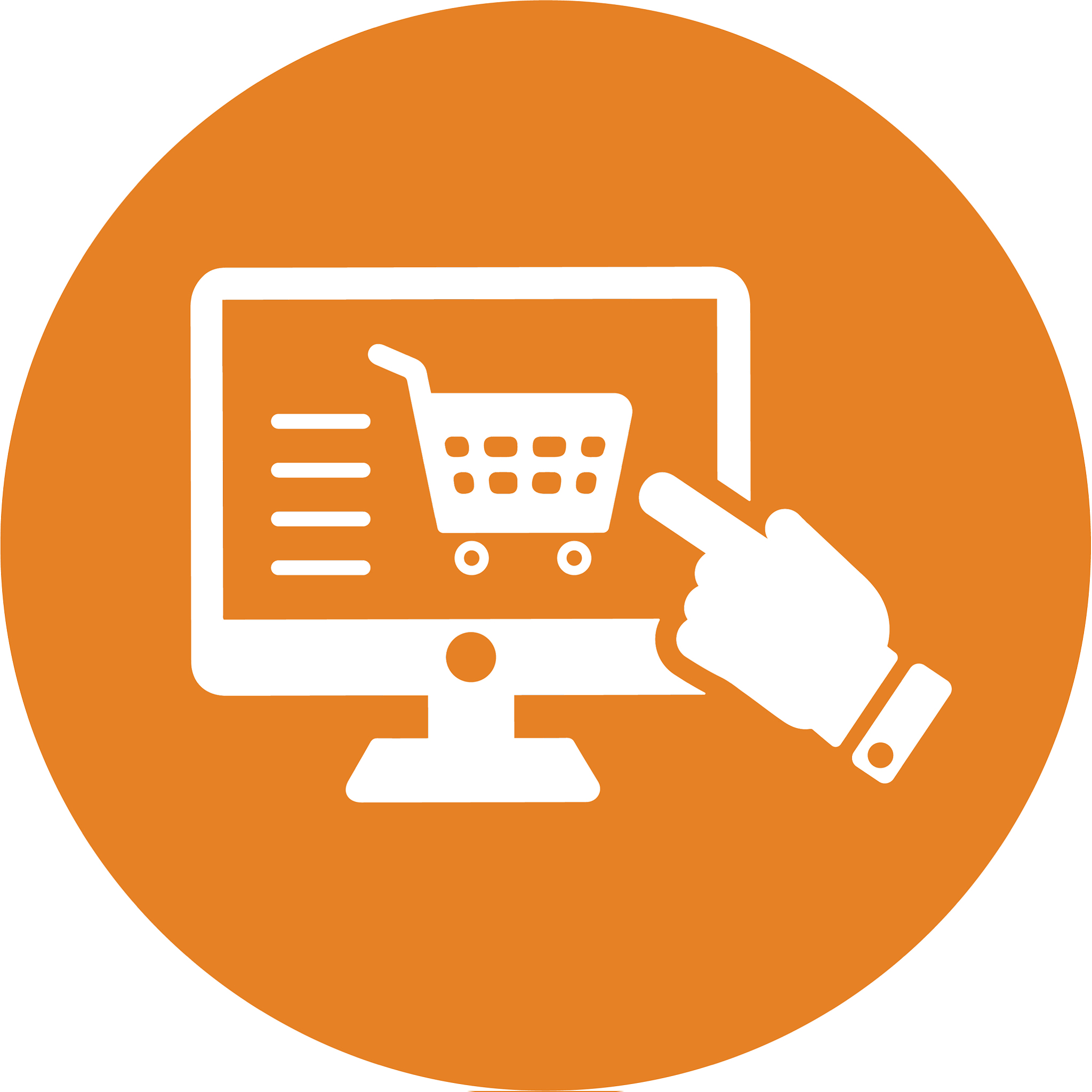 online shopping icon orange graphics