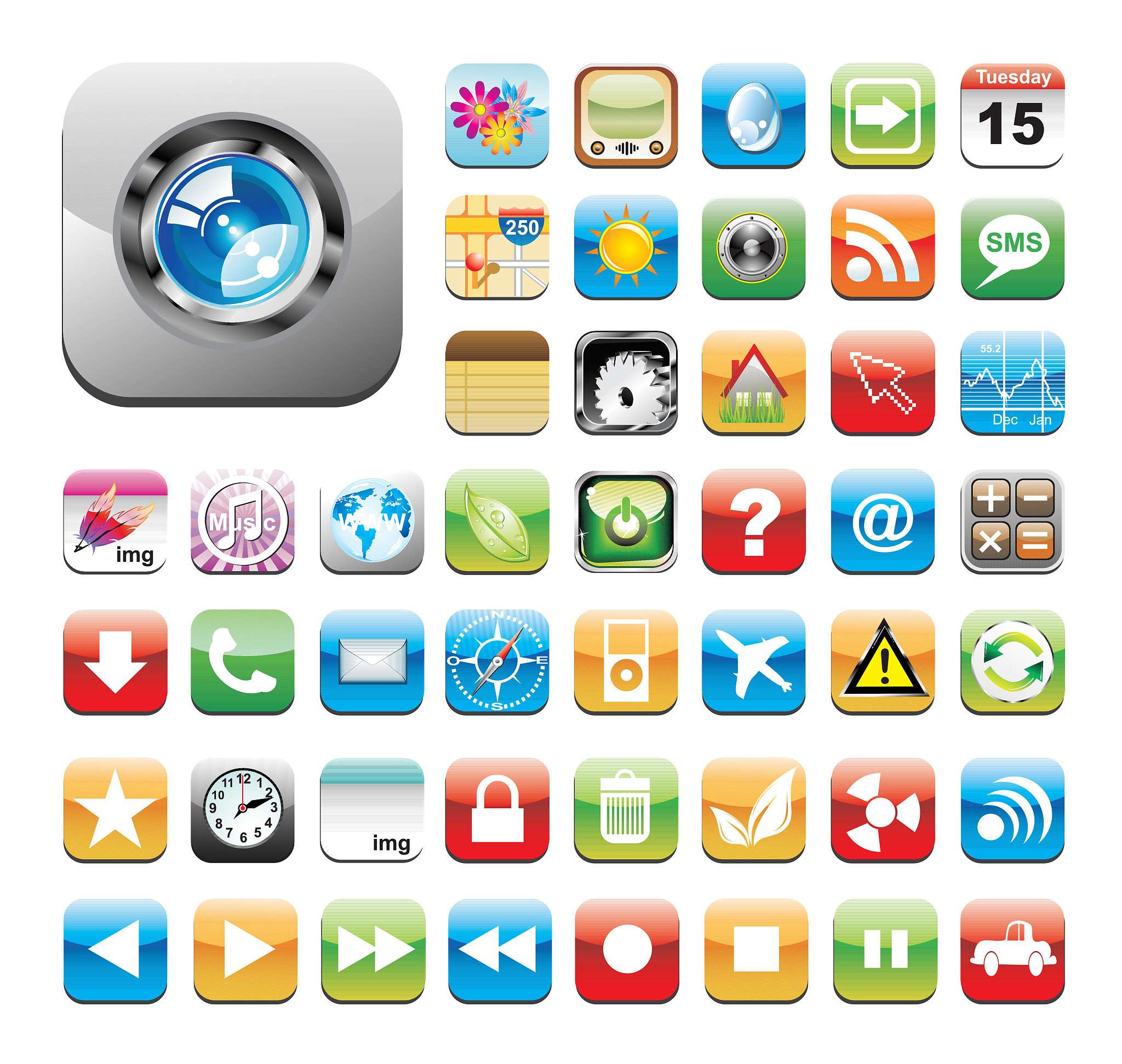 glossy utility icon set