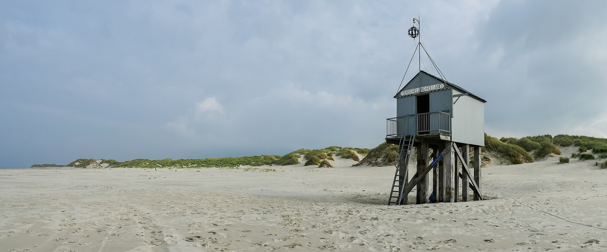 emergency shelter on the beach of terschelling, netherlands