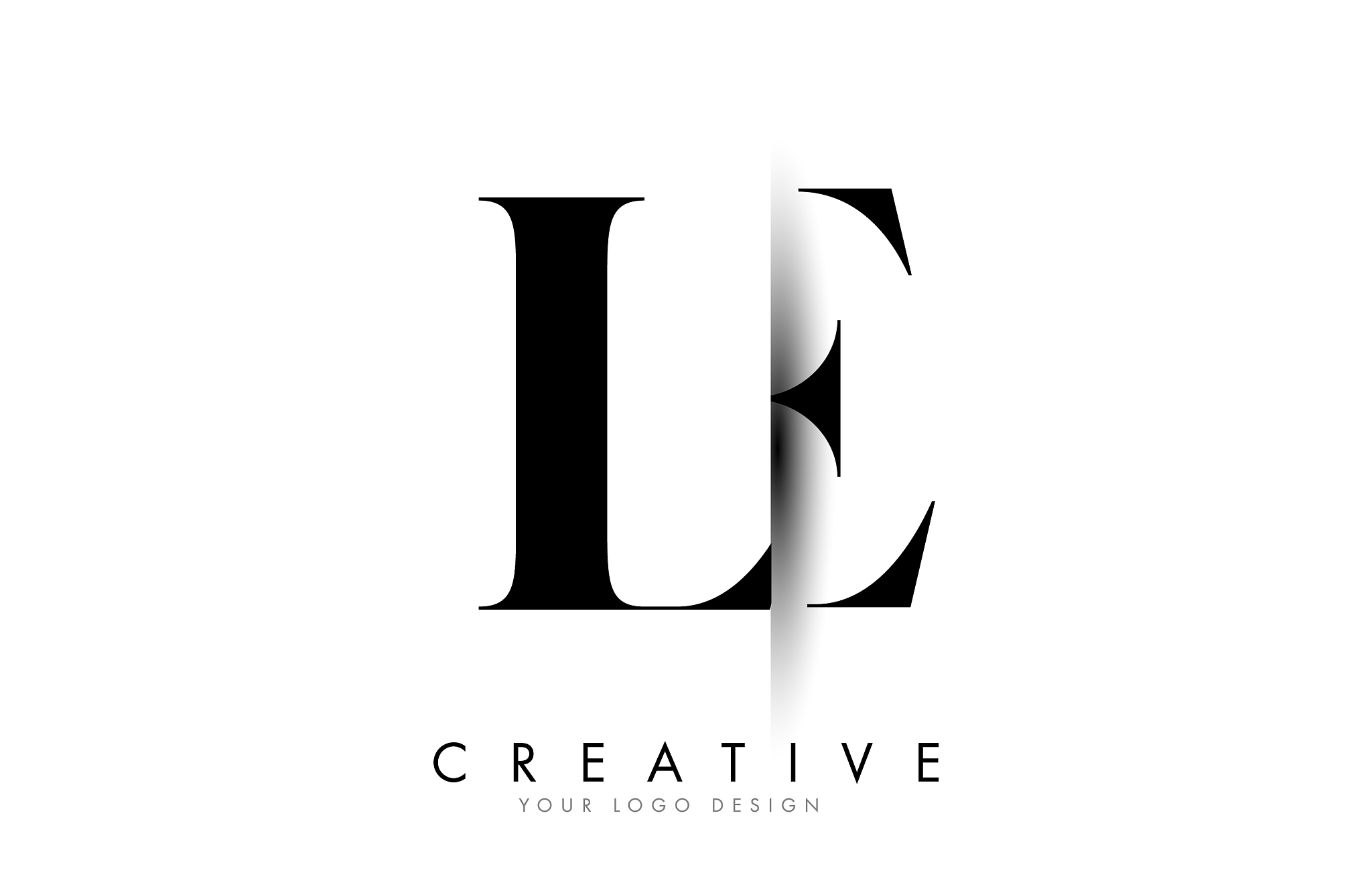 le l e letter logo with creative shadow cut design