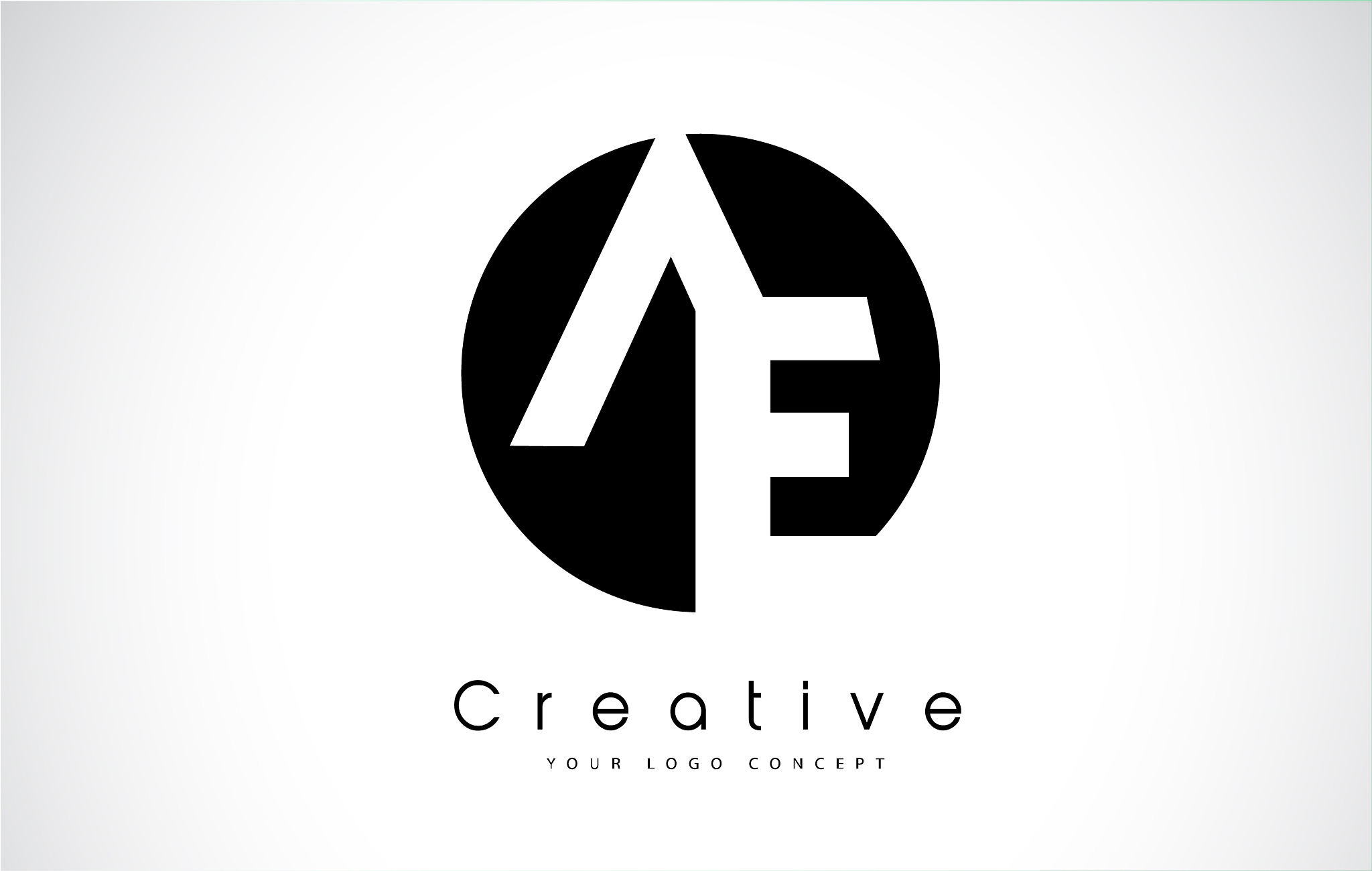 ae letter logo design inside a black circle