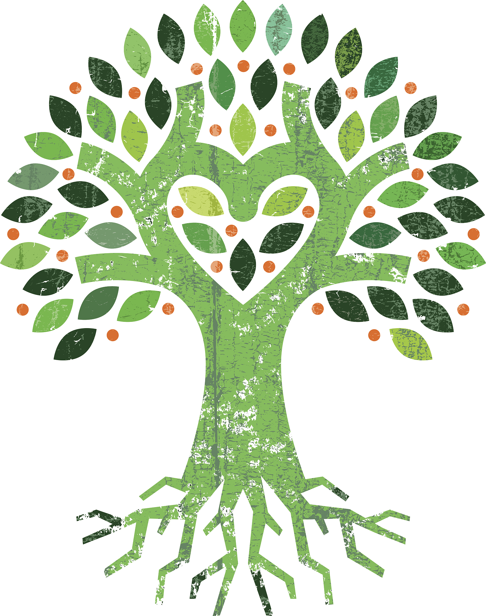 grunge heart tree illustration