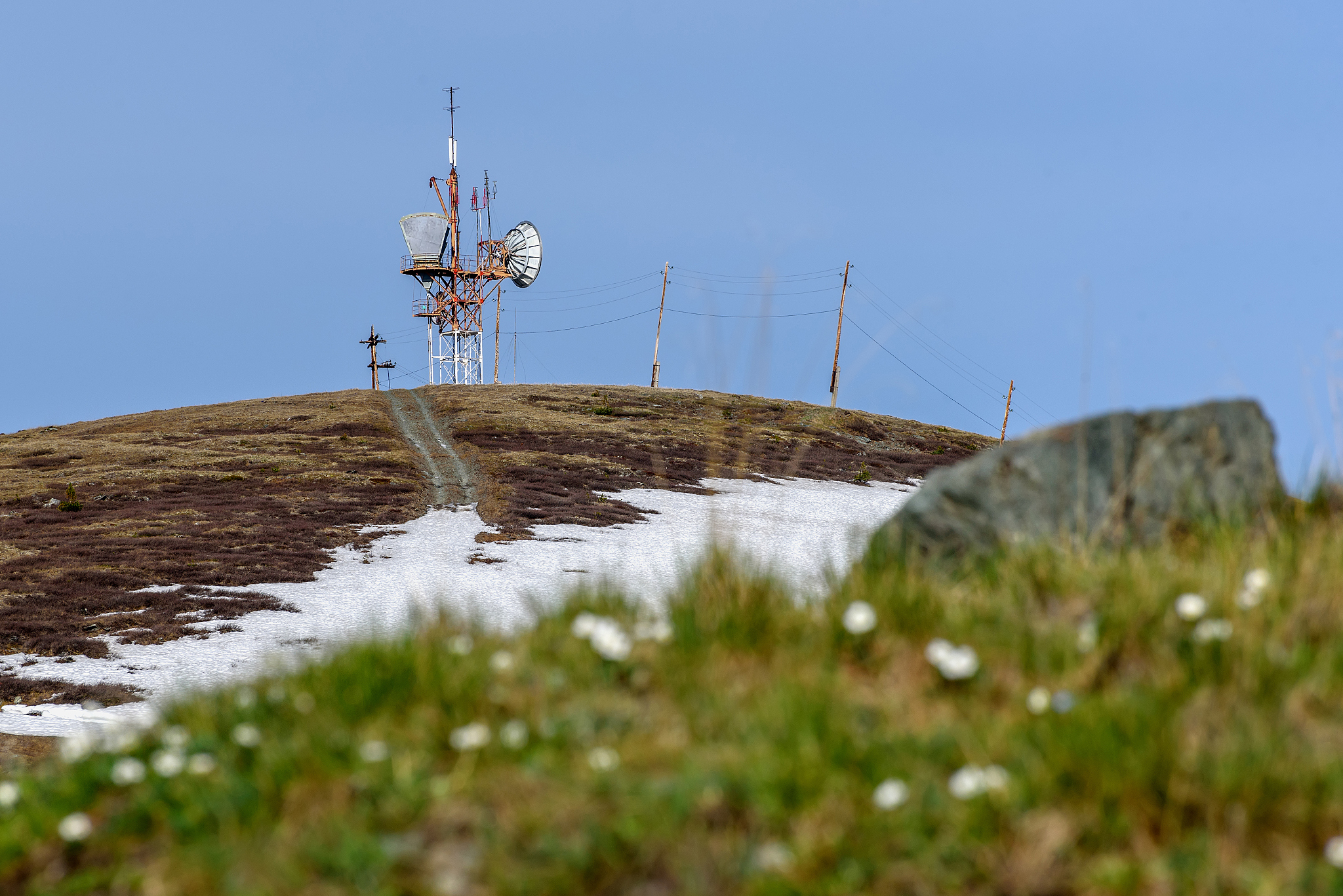 mountains repeater telecommunications tower top