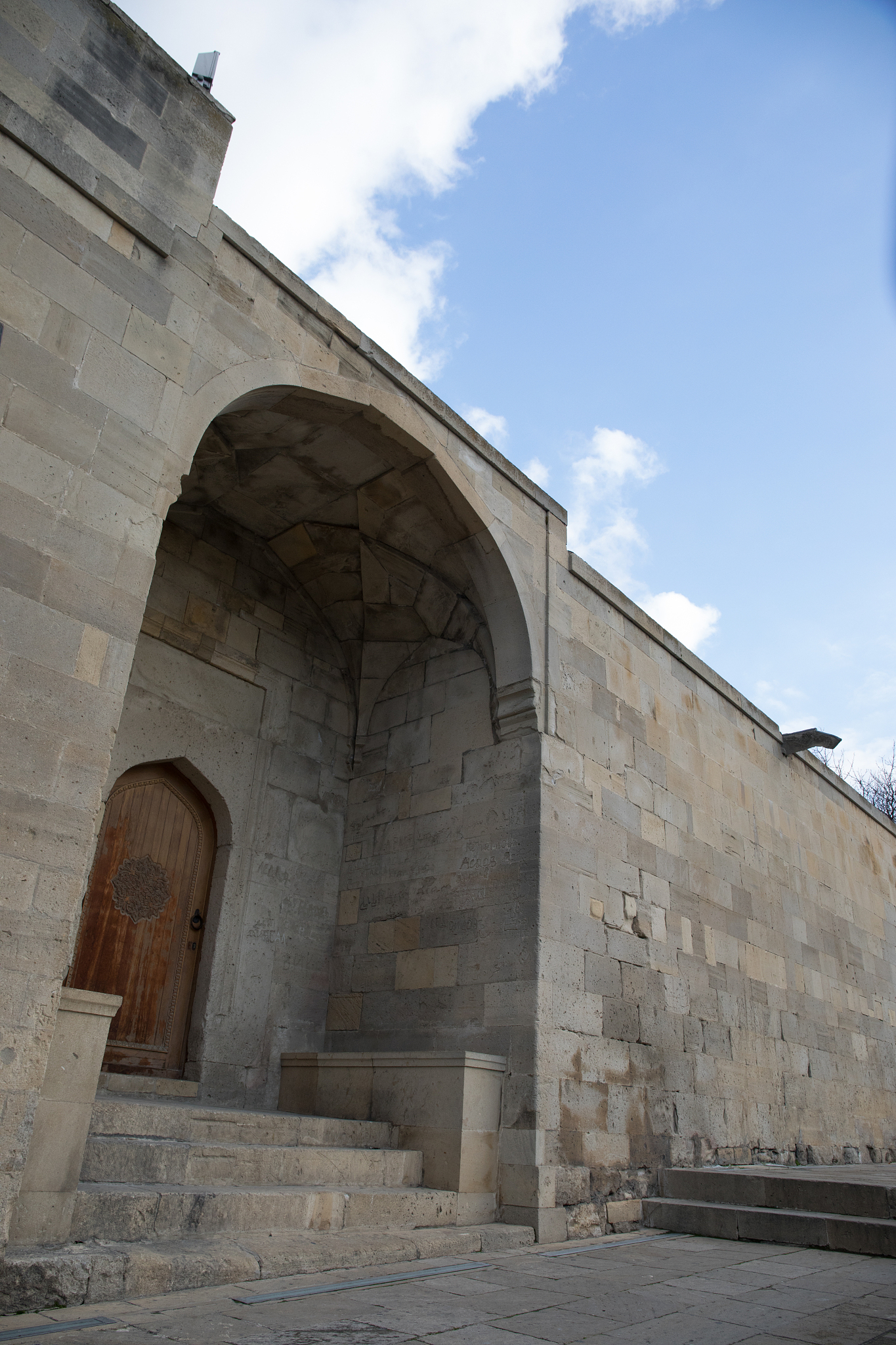 empty street in old city of baku, azerbaijan. old city baku. inn