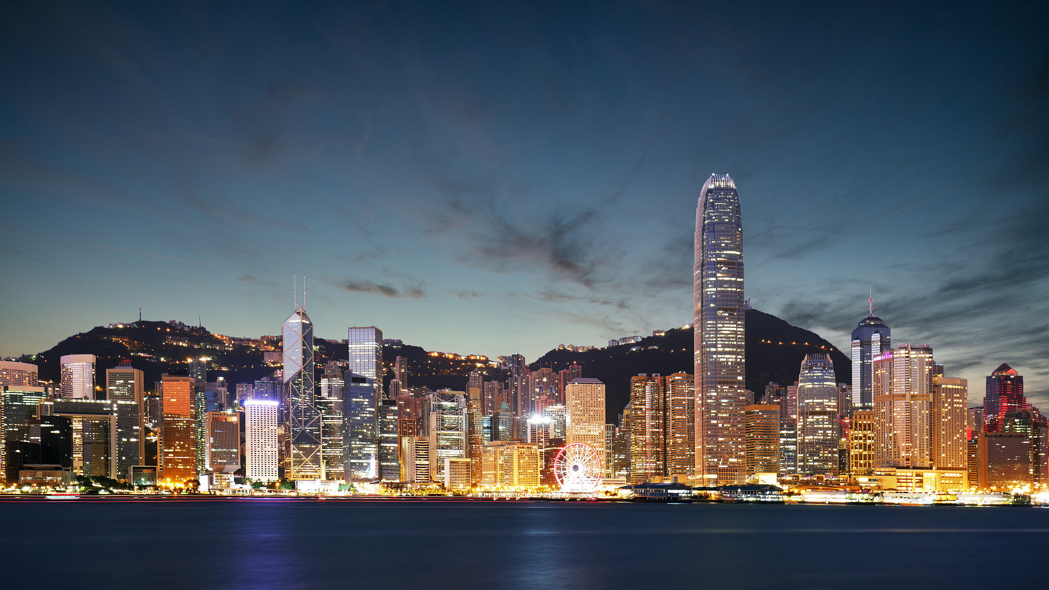 hong kong skyline at night, china