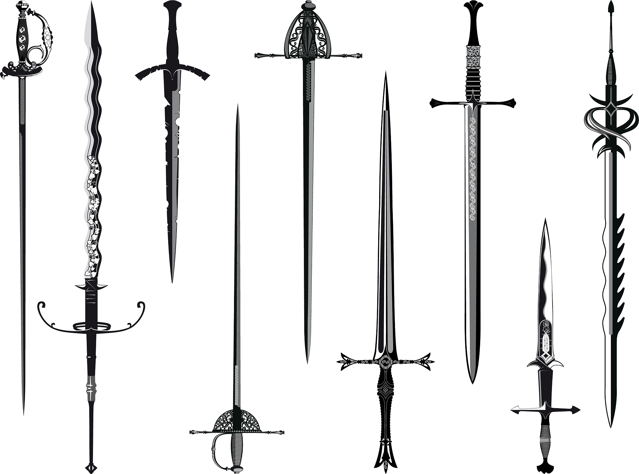 silhouette collection of swords