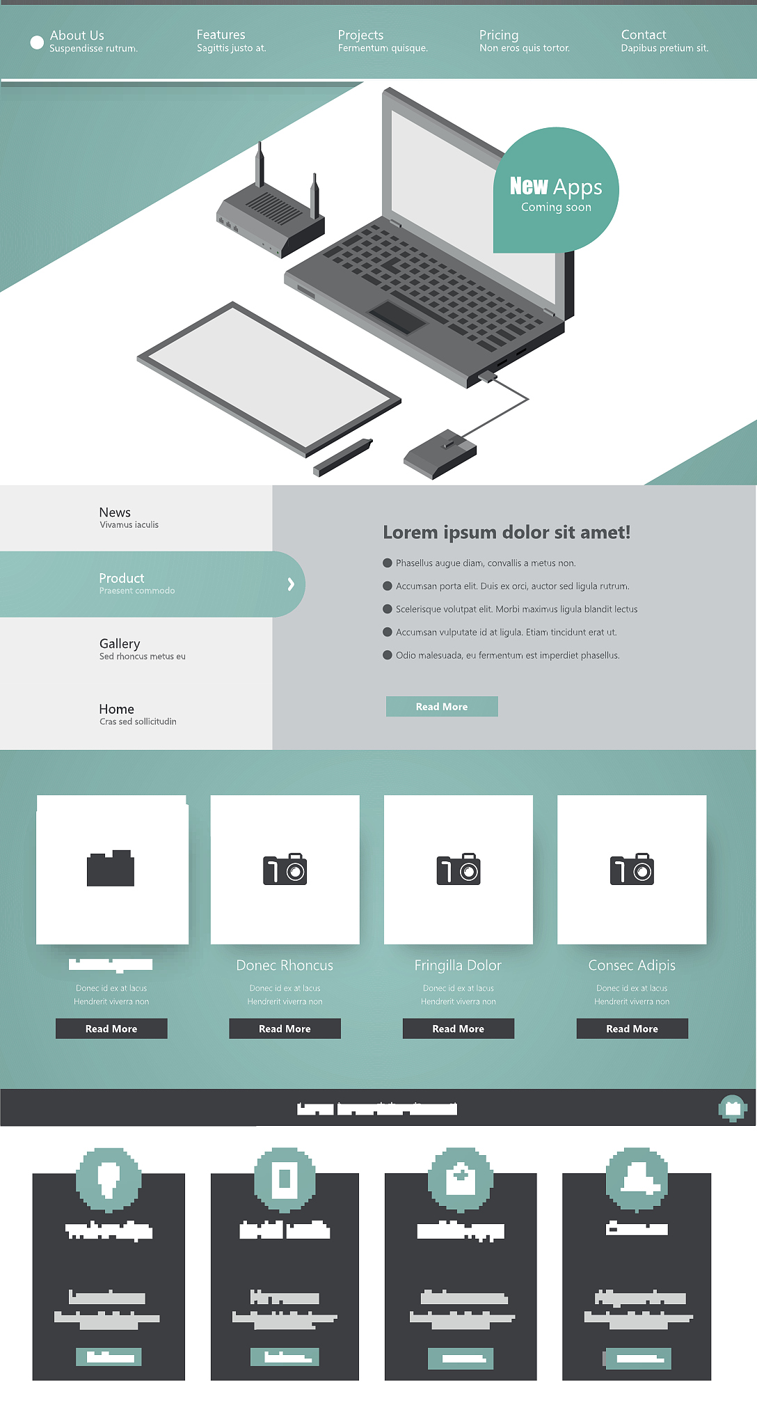 one page website template design