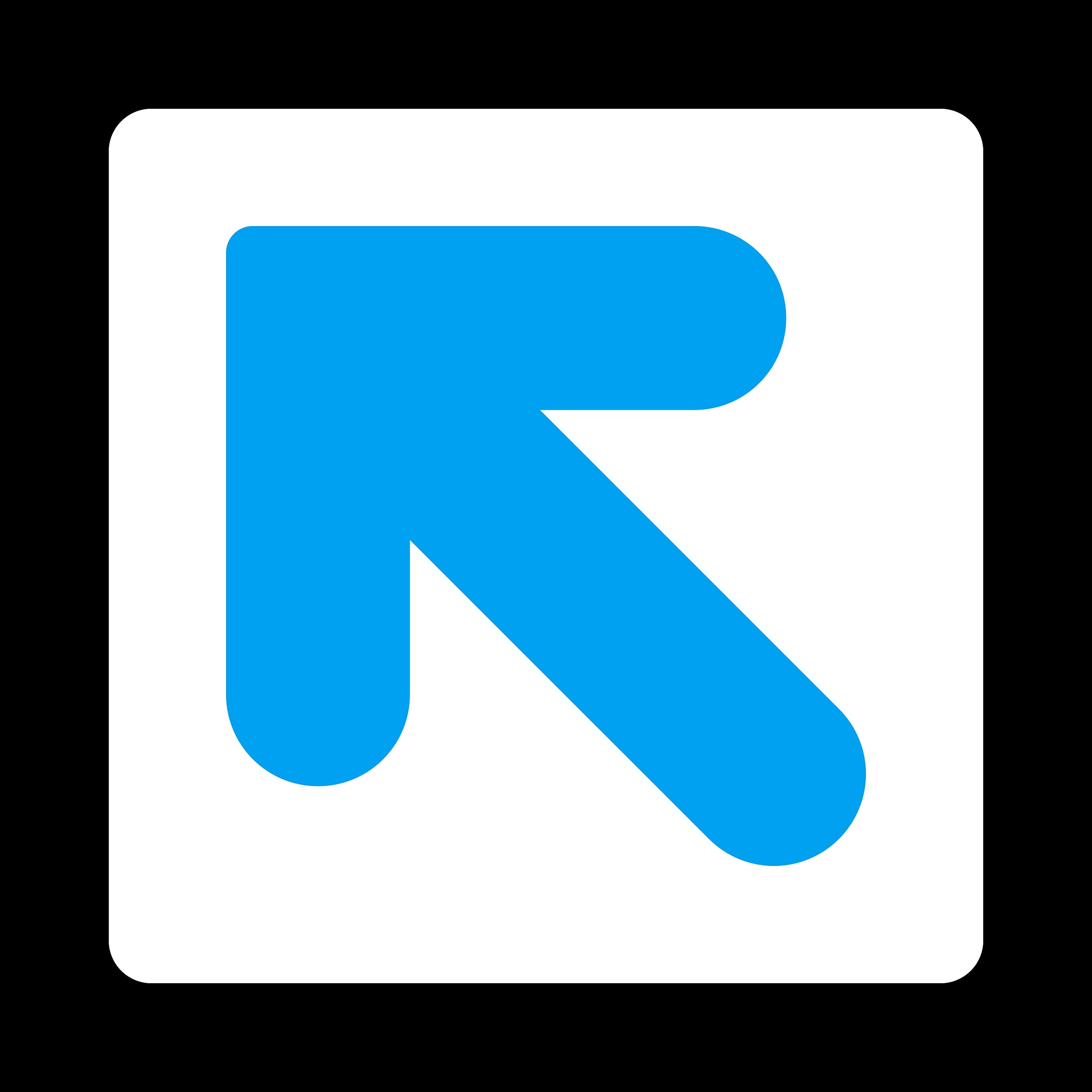 arrow up left flat blue and white colors rounded button