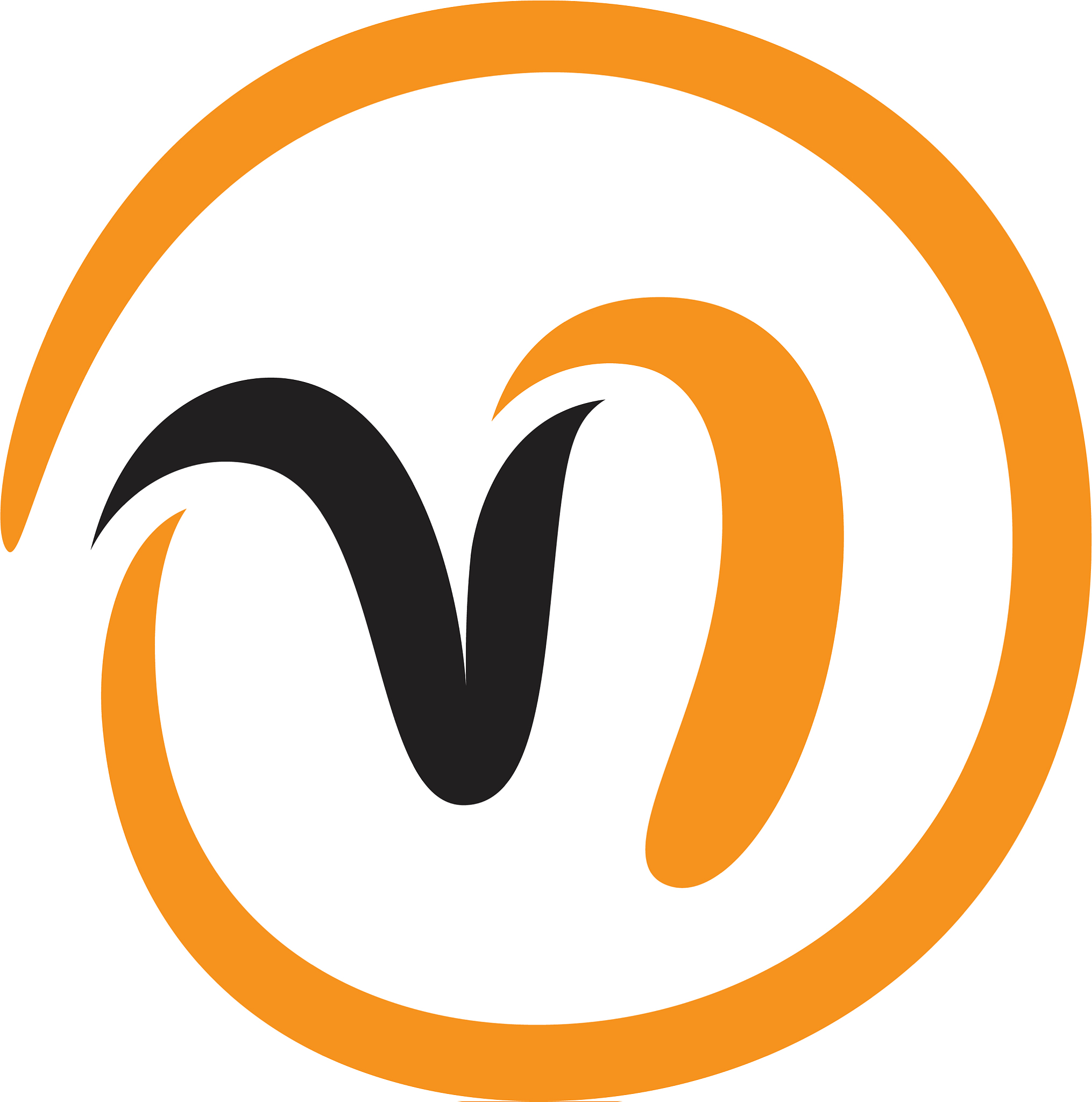 abstract round letter m technology symbol