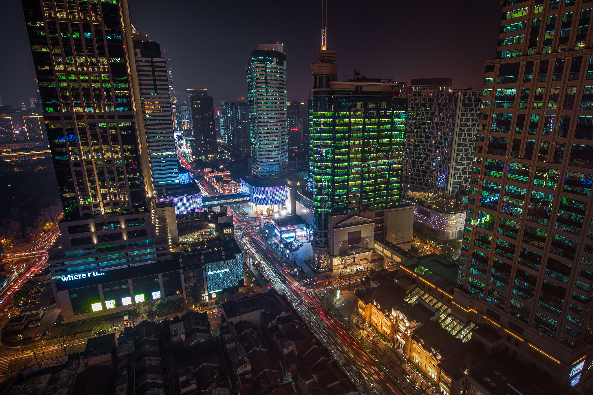 some big shopping malls in shanghai area, on the road have flash
