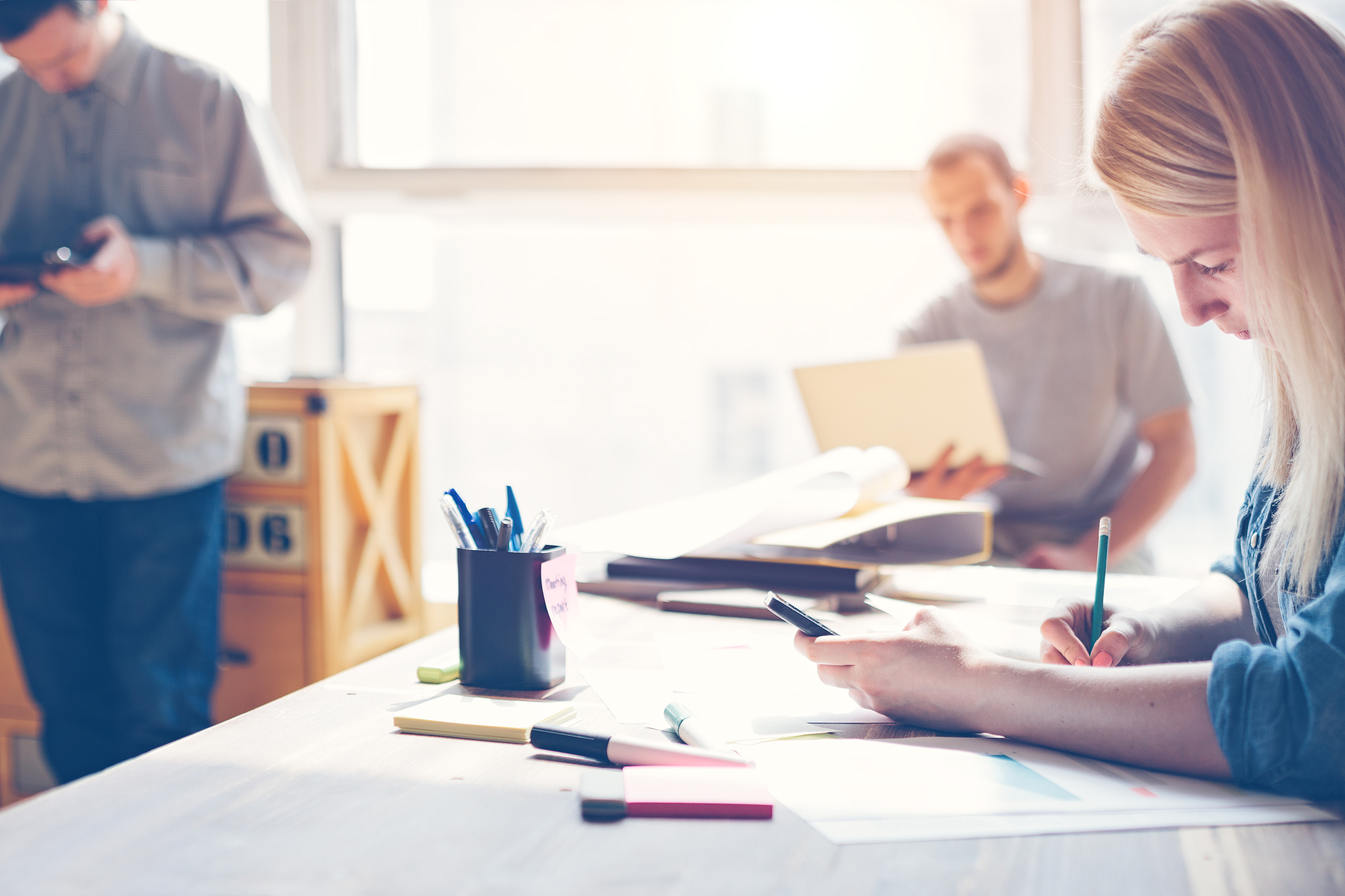 project team working in office