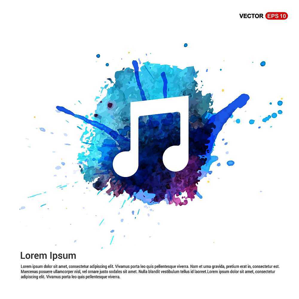 music note icon - watercolor background