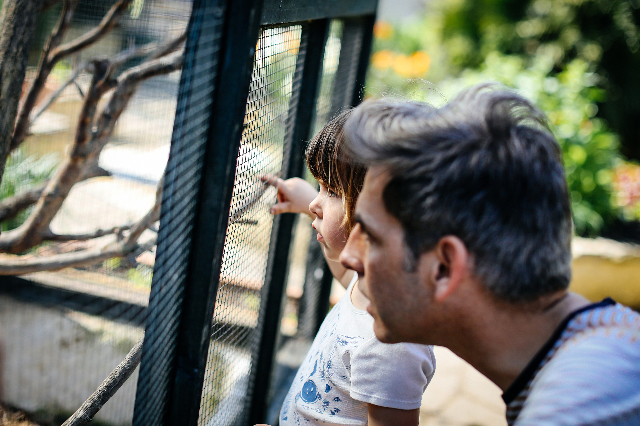 father and little girl in city farm
