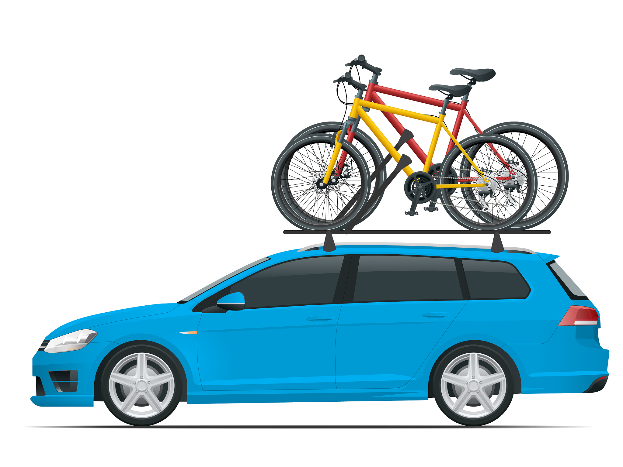 side view station wagon car with two bicycles