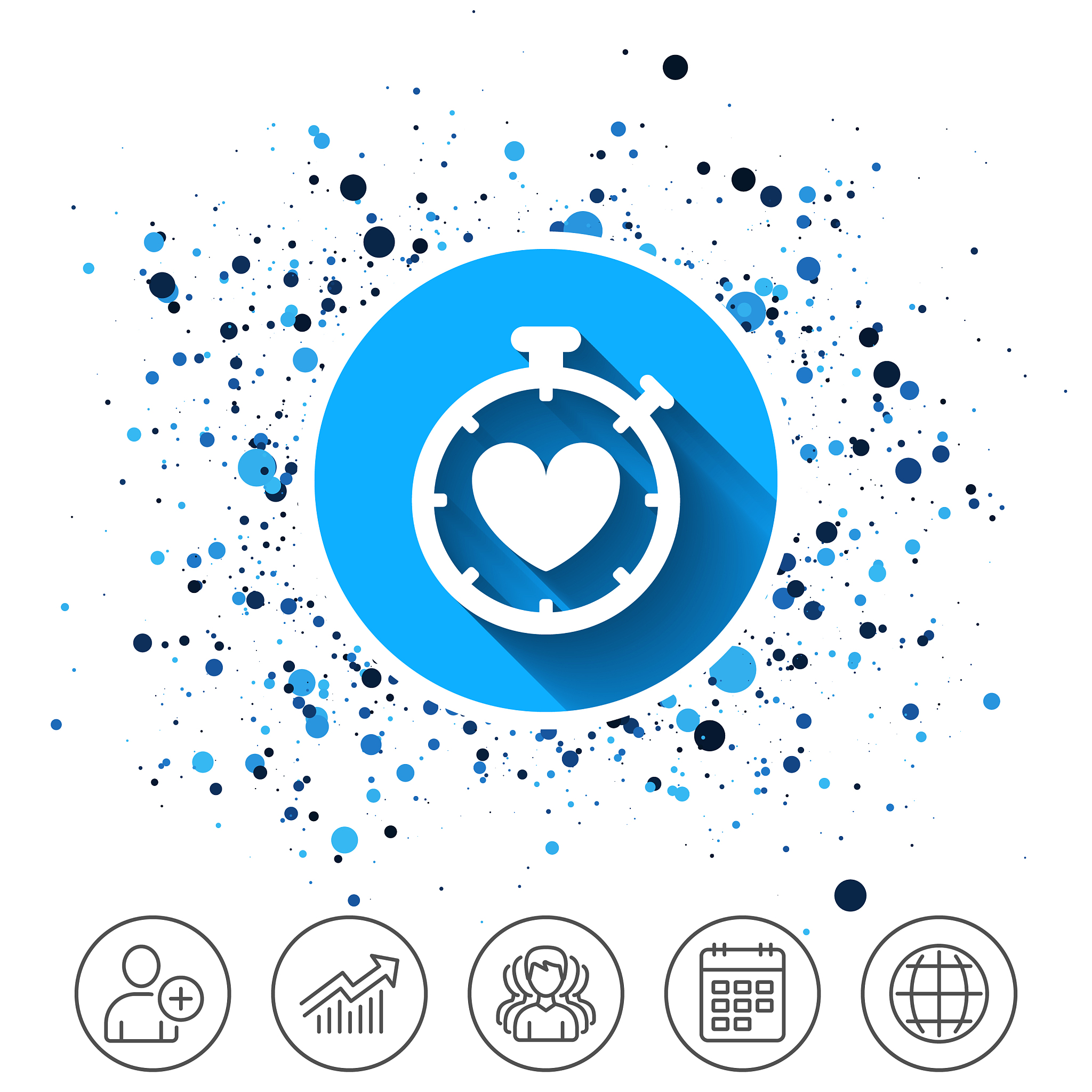 heart timer sign icon stopwatch symbol