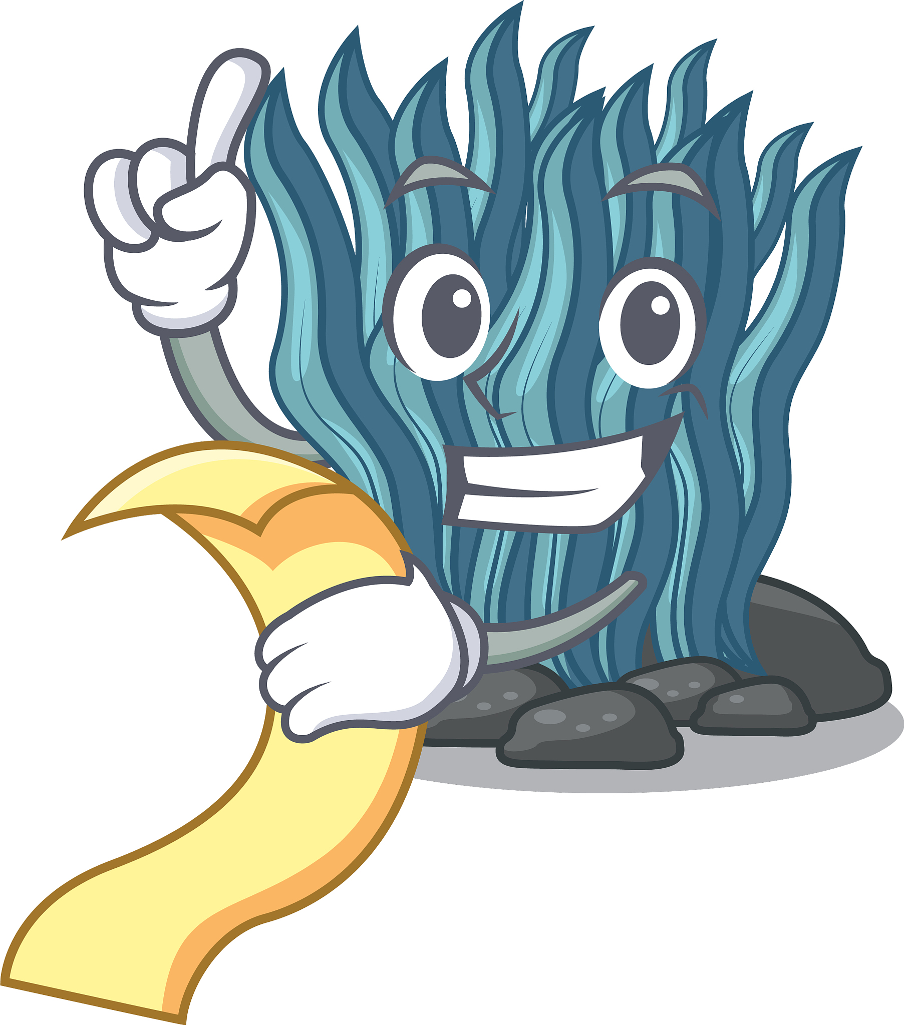 with menu blue seaweed cartoon under sea water