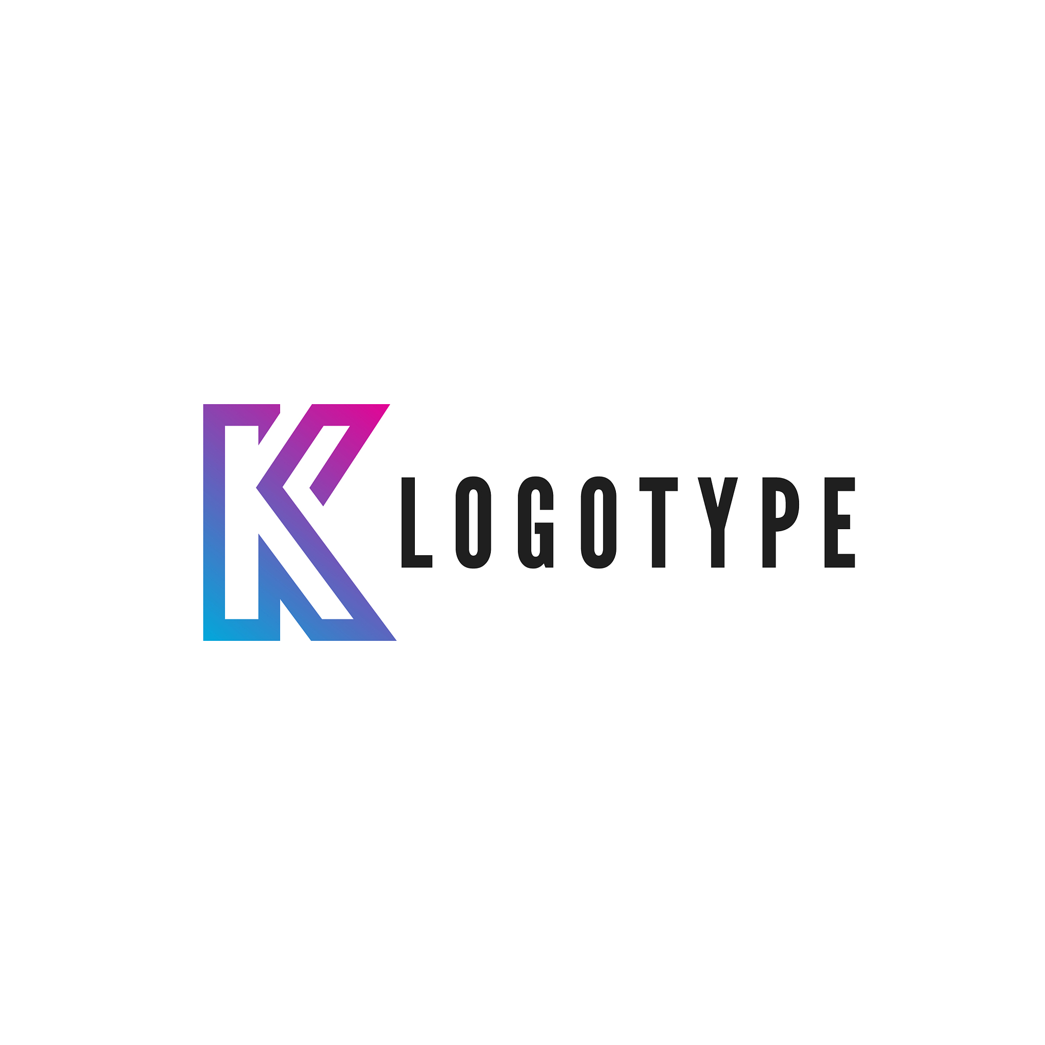 letter k logotype blue and purple gradient stroke