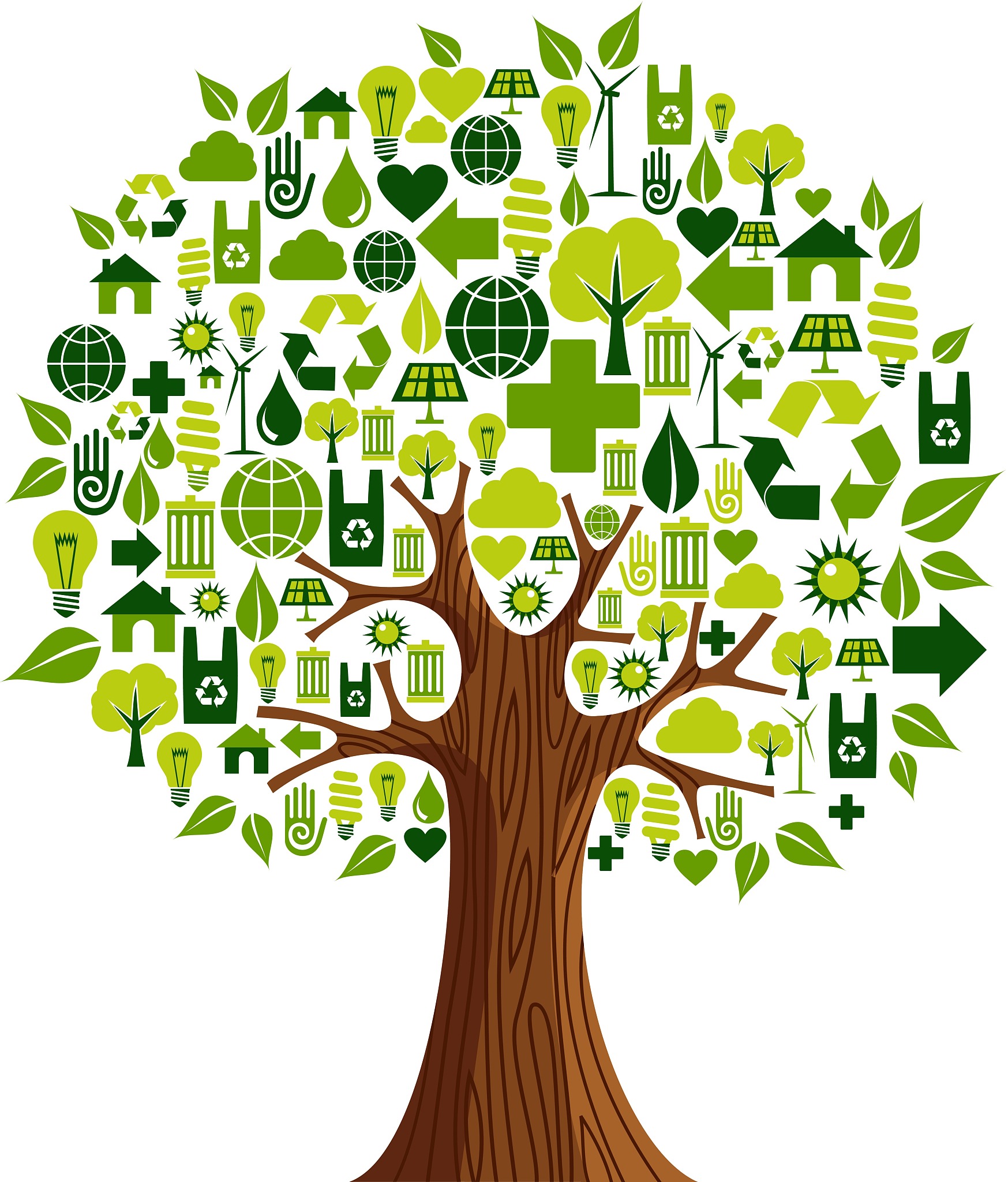 go green icons concept tree
