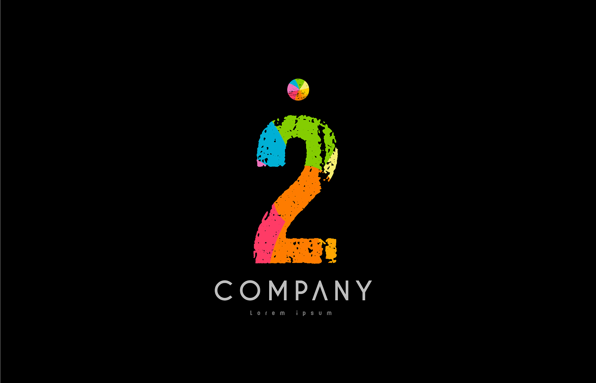 2 number grunge color rainbow numeral digit logo