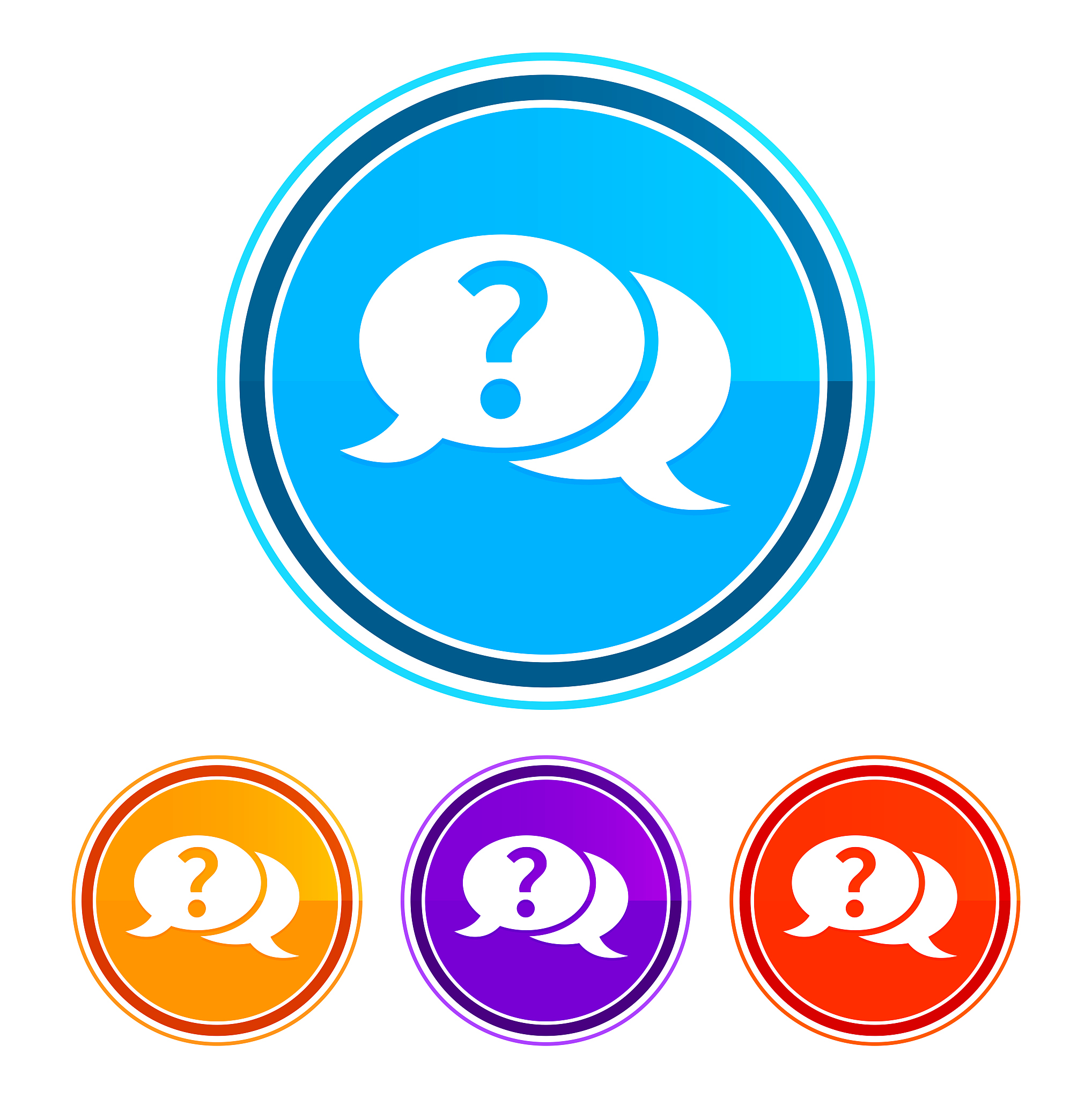 question mark bubble icon flat design round buttons set illustra