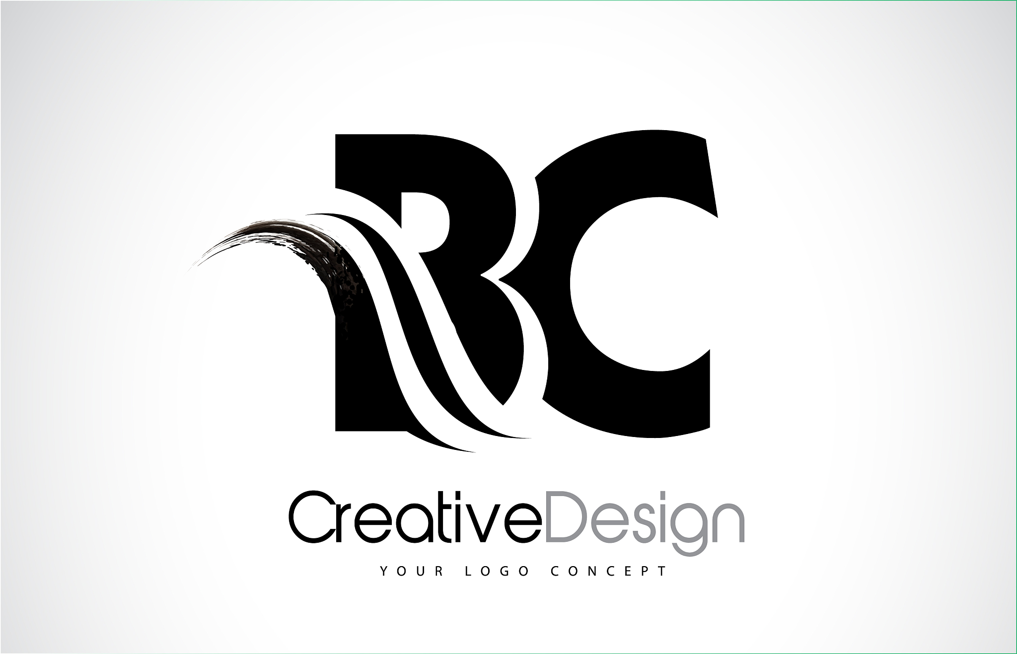 bc b c creative brush black letters design with
