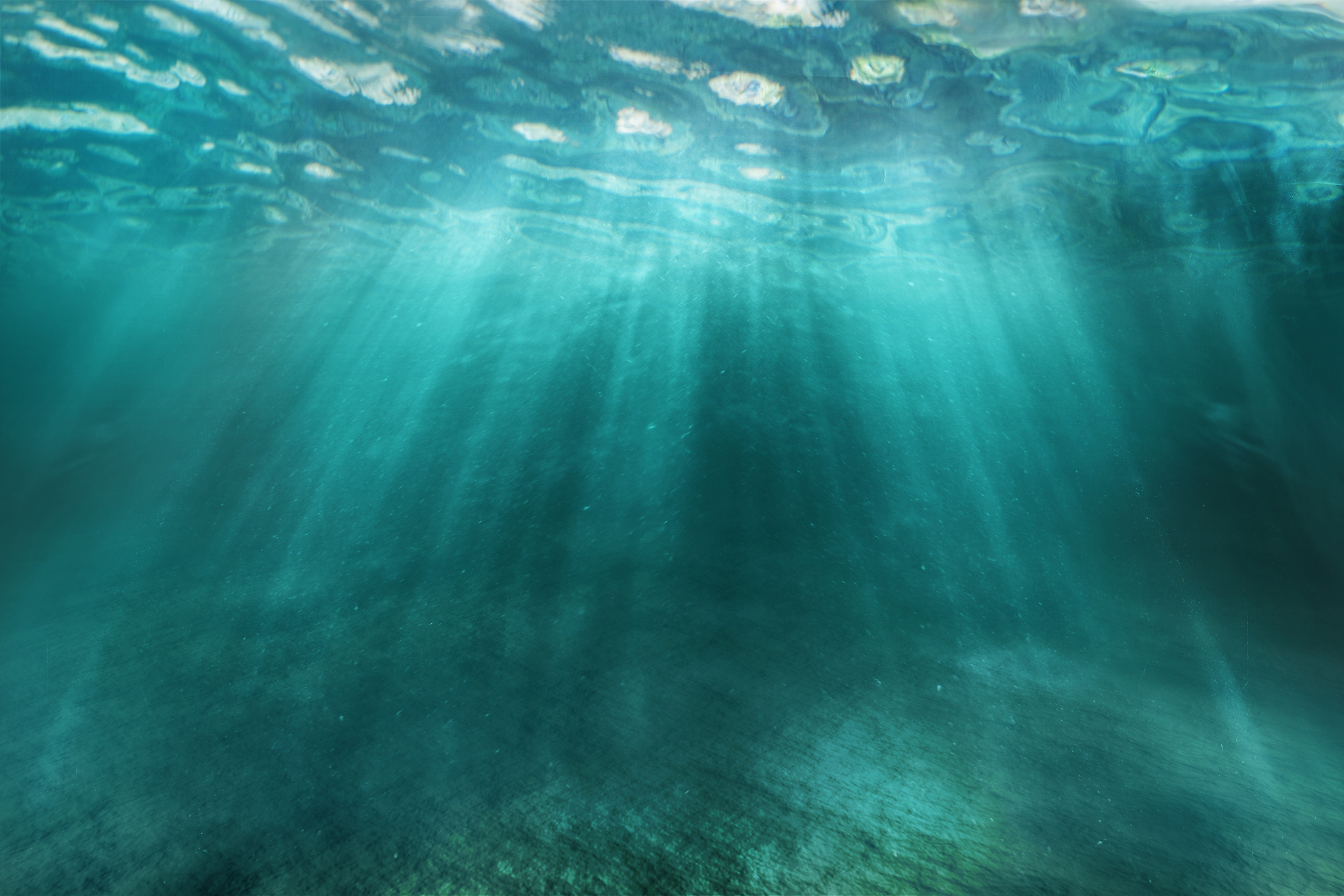 underwater scene illustration with nature light rays.