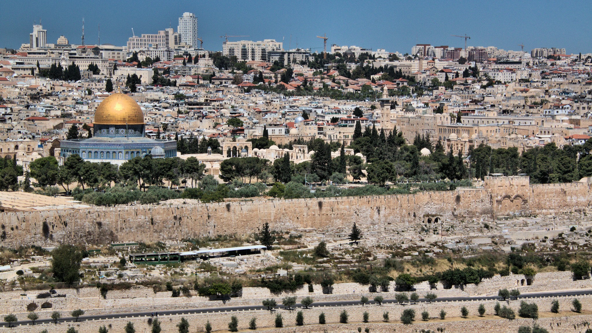 a view of jerusalem and the dome of the rock from the mountof ol