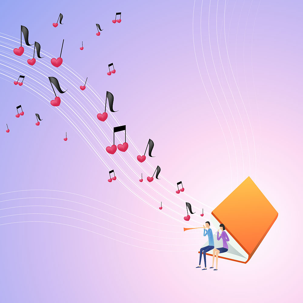 man and woman with books, vector illustration