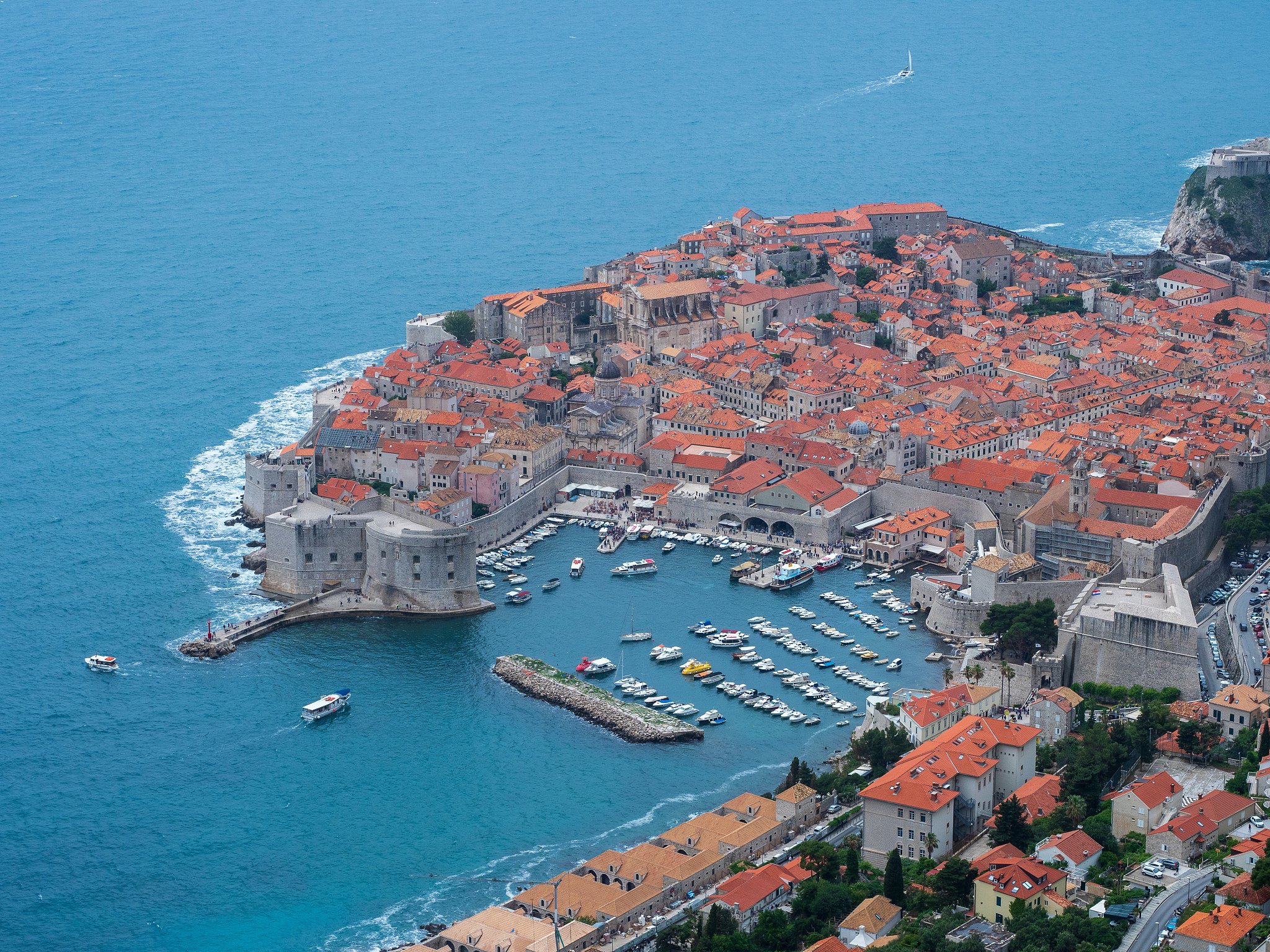 landscape of the old town and adriatic sea in dubrovnik, croatia