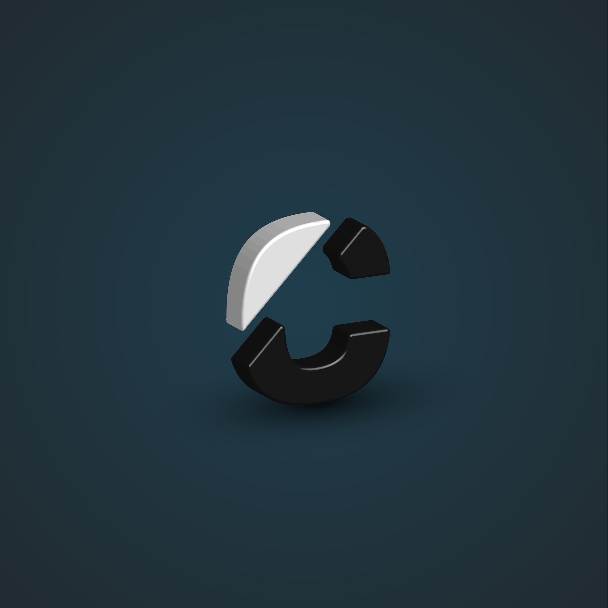 3d black and white character from a font set, vector illustratio