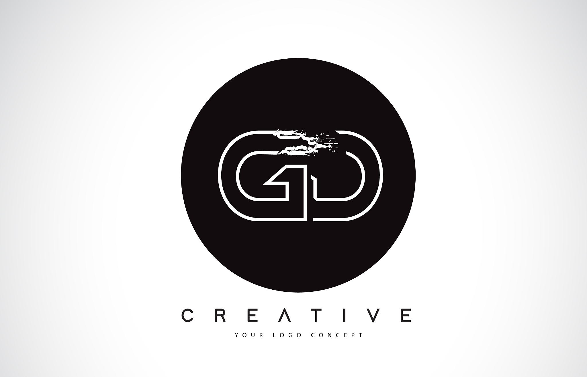 gd modern leter logo design with black and white