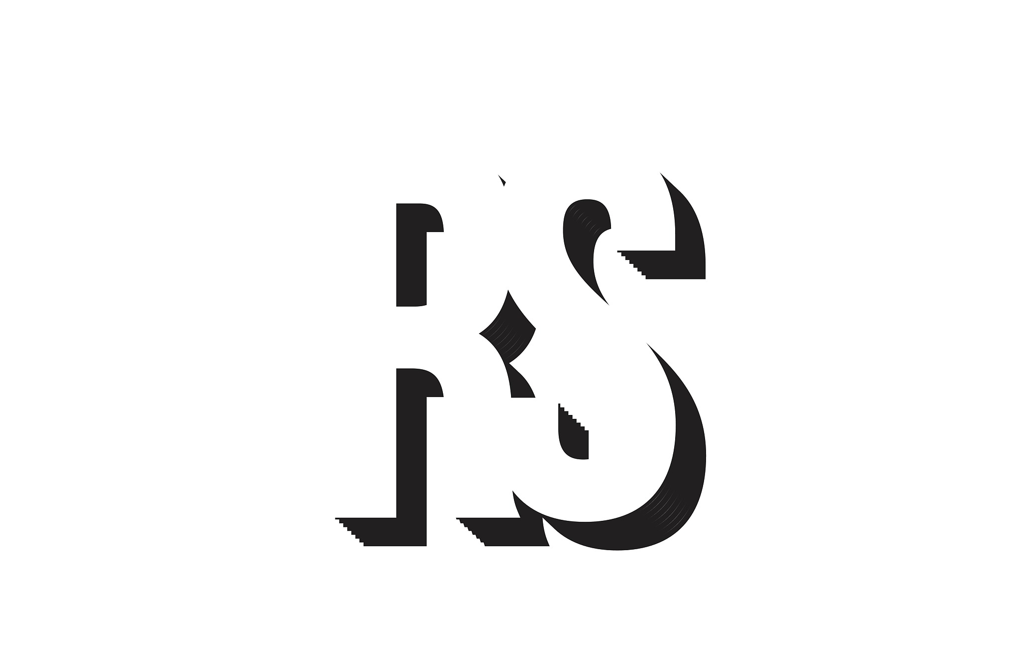 black and white rs r s alphabet letter logo combination icon des