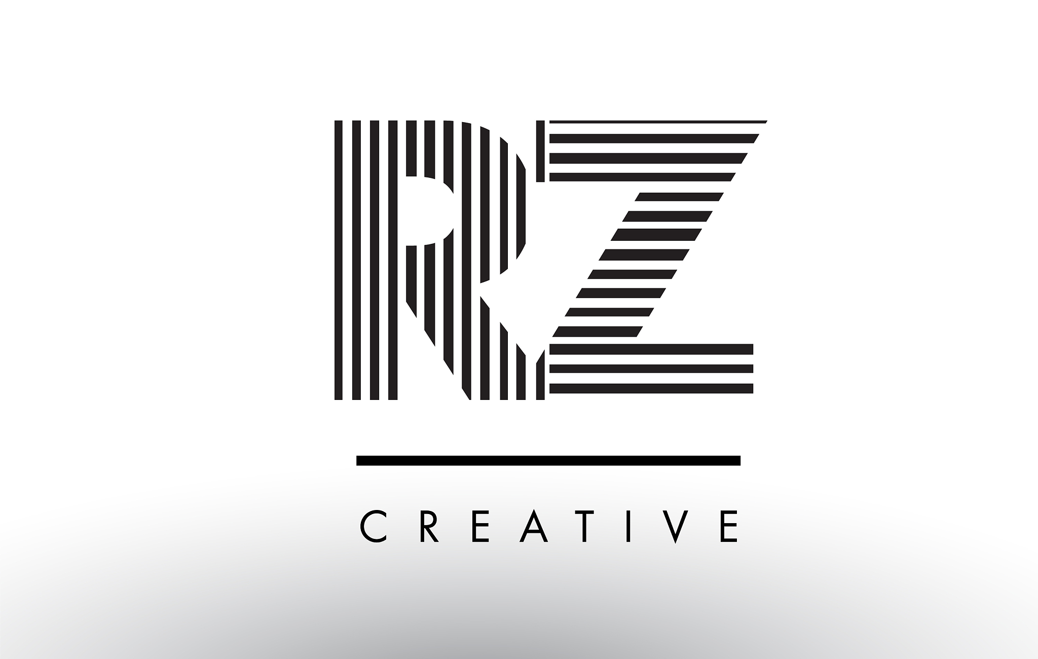 rz r z black and white lines letter logo design